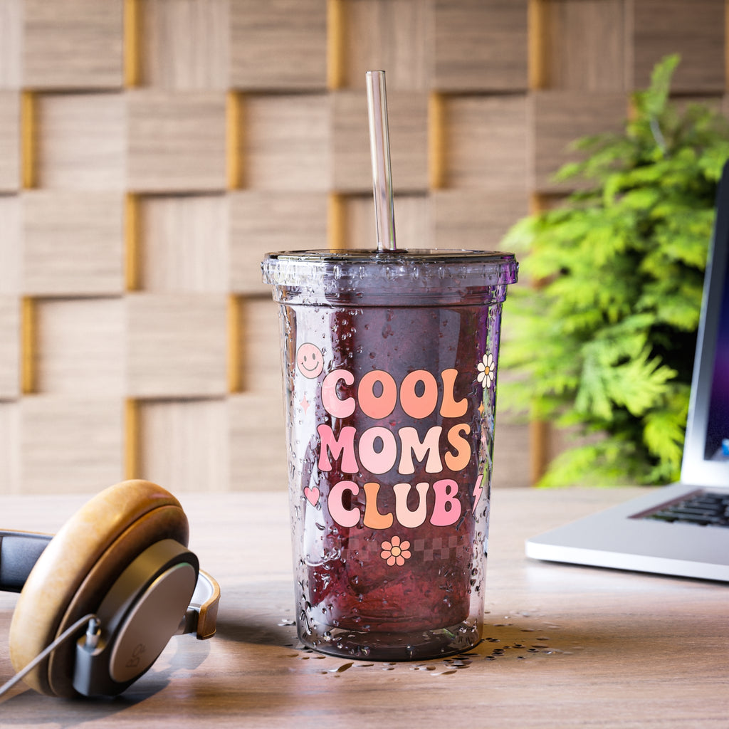 Cool Moms Club Acrylic Tumbler – Retro Floral Travel Cup