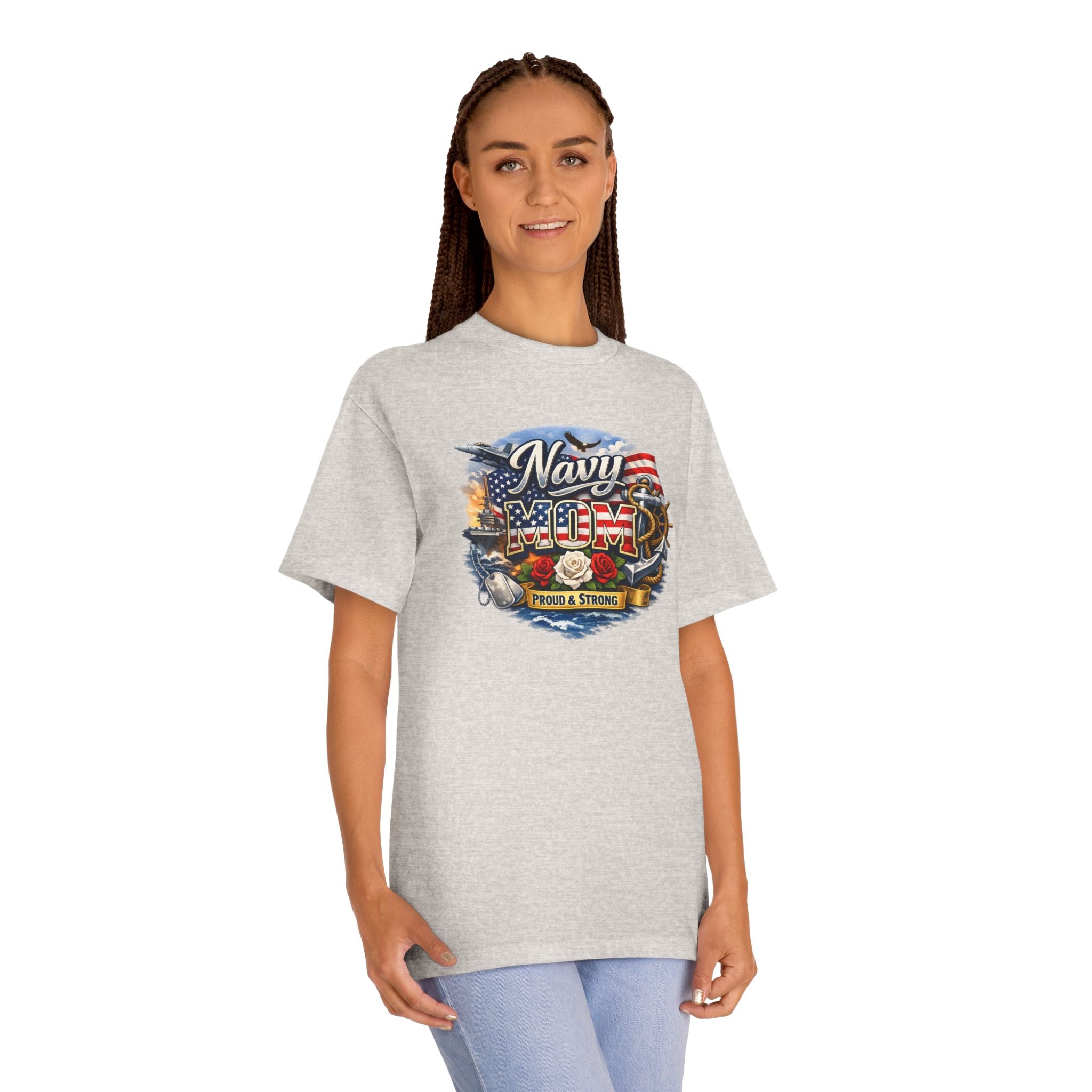 Navy Mom T‑Shirt – Proud & Strong Patriotic Military Tee