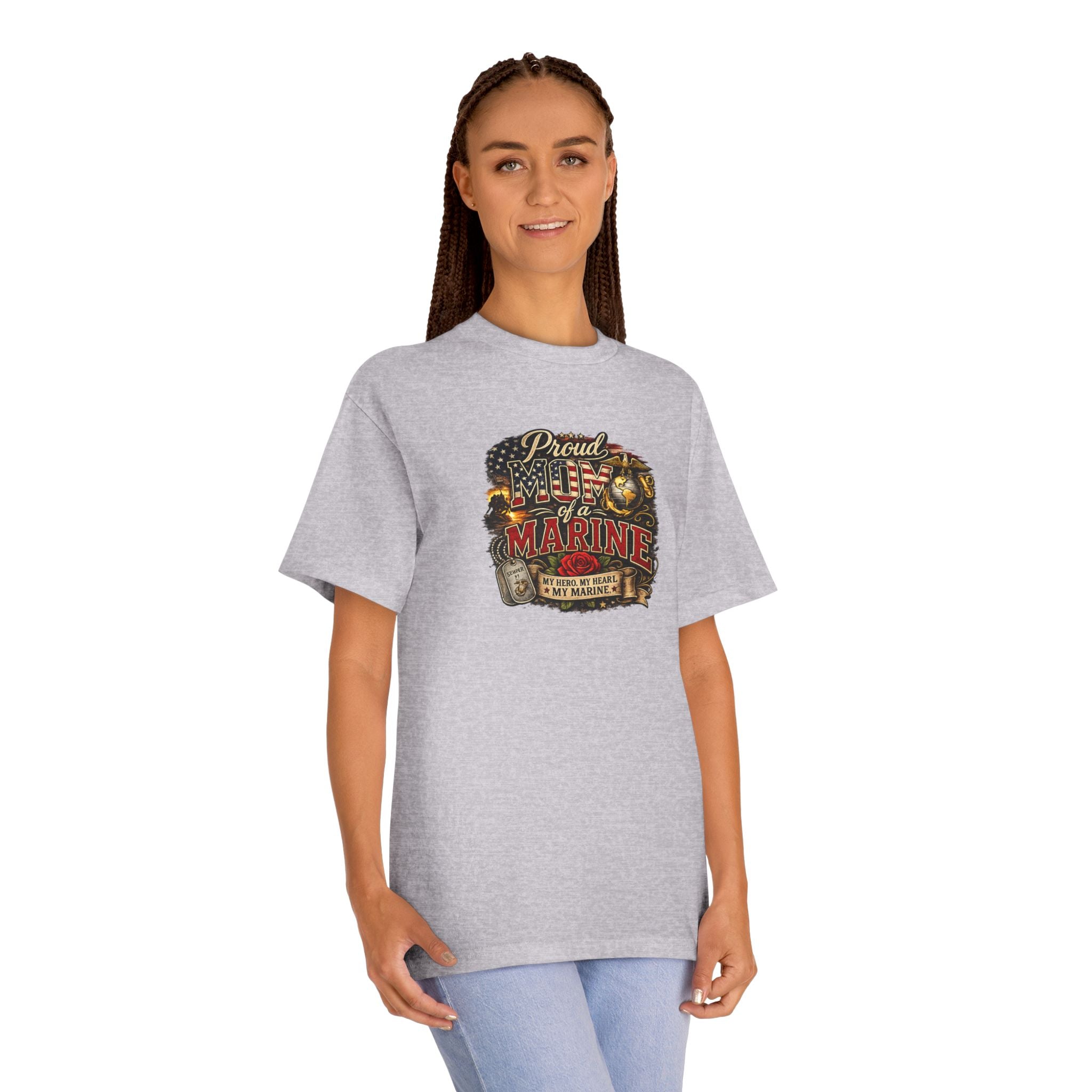 Proud mom of a Marine T-Shirt — Vintage American Flag Marines Design