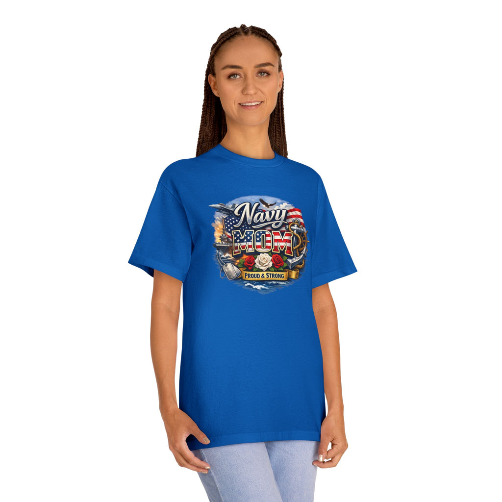 Navy Mom T‑Shirt – Proud & Strong Patriotic Military Tee