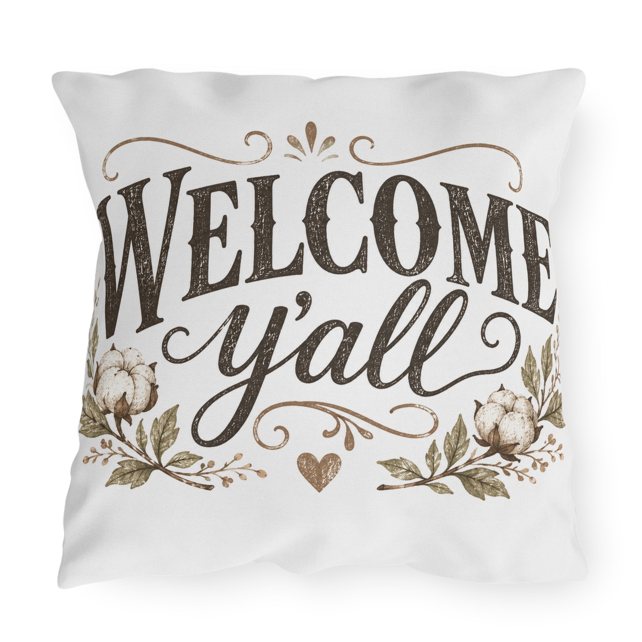 Welcome Y'all Outdoor Pillow – Rustic Farmhouse Porch Accent