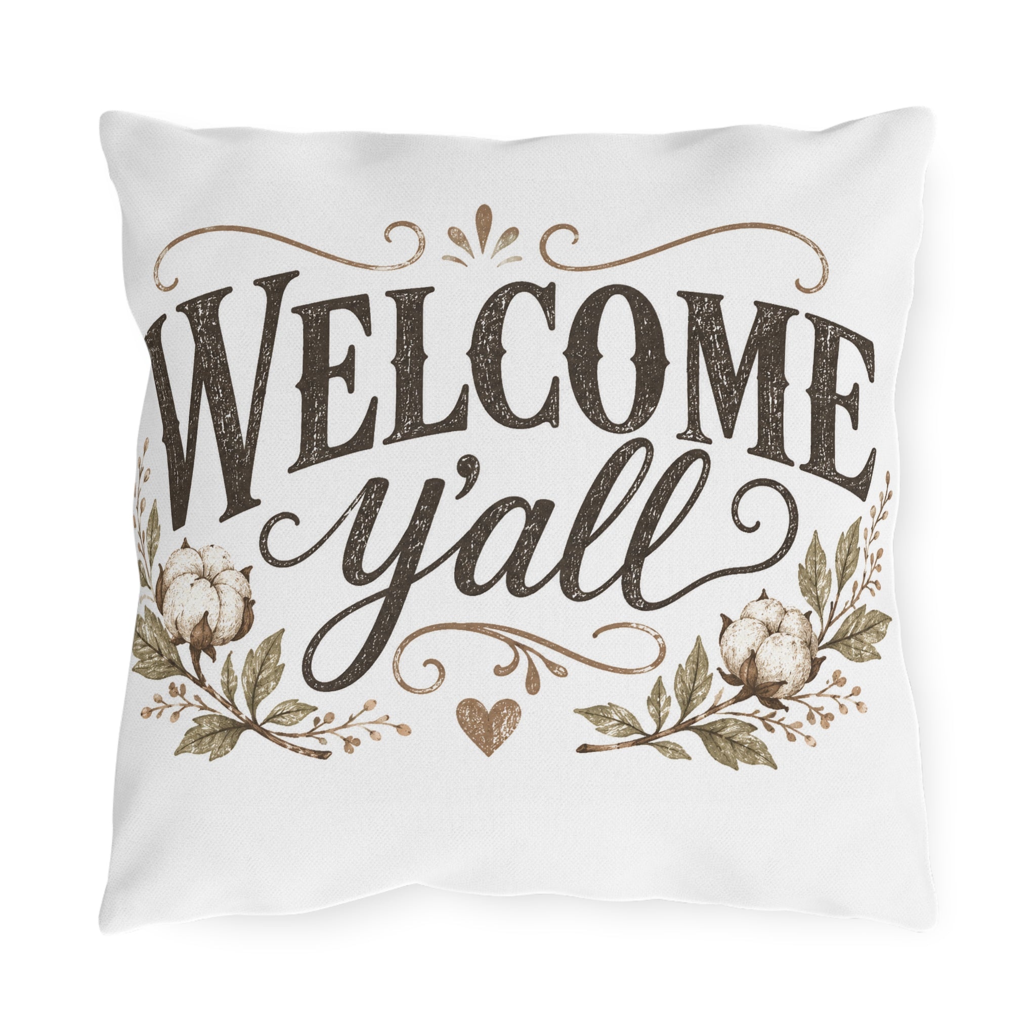 Welcome Y'all Outdoor Pillow – Rustic Farmhouse Porch Accent