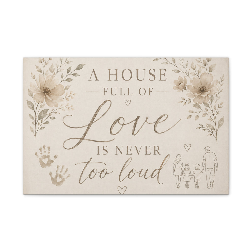 Canvas Wall Art - "A House Full of Love Is Never Too Loud" Family Quote