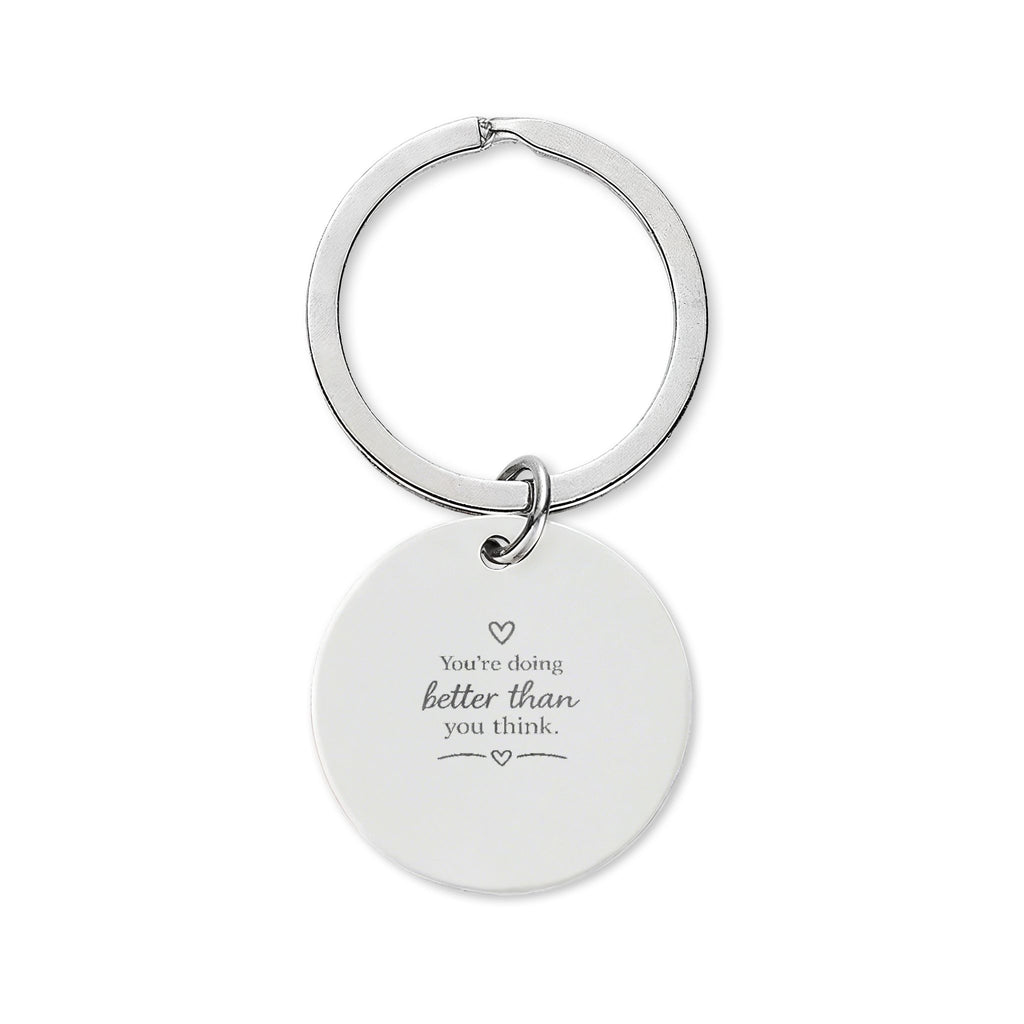 Engraved Round Stainless Steel Keychain — Custom 'Mom' Sentiment Gift