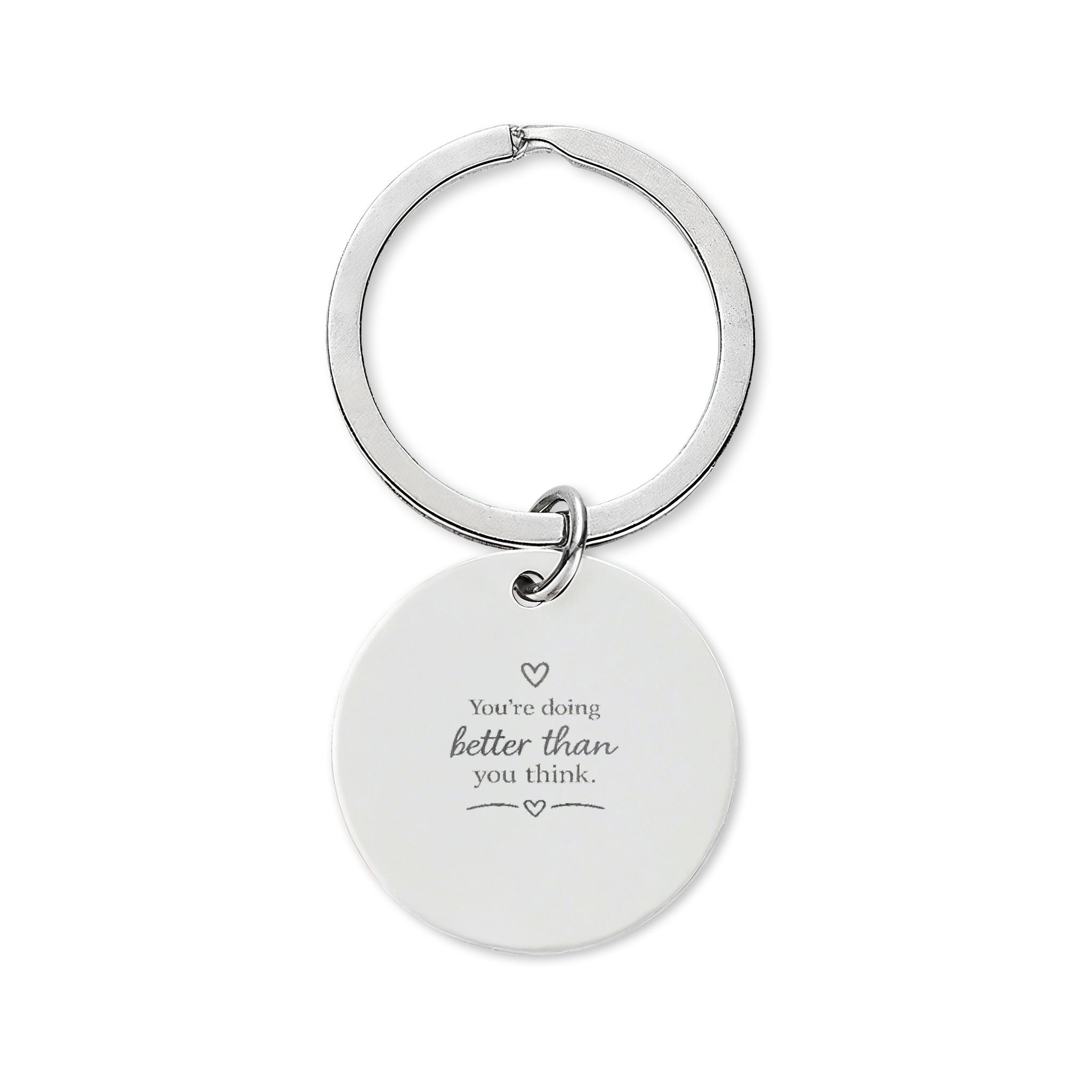 Engraved Round Stainless Steel Keychain — Custom 'Mom' Sentiment Gift