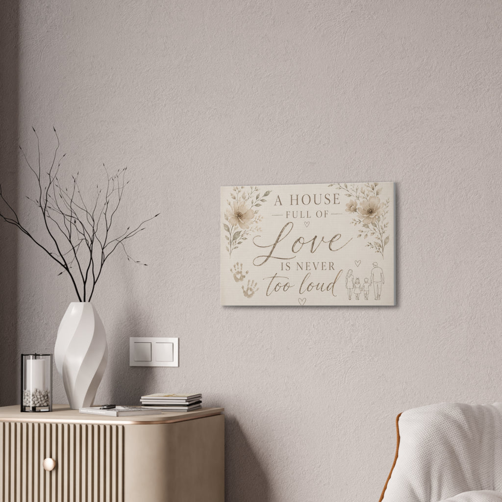 Canvas Wall Art - "A House Full of Love Is Never Too Loud" Family Quote