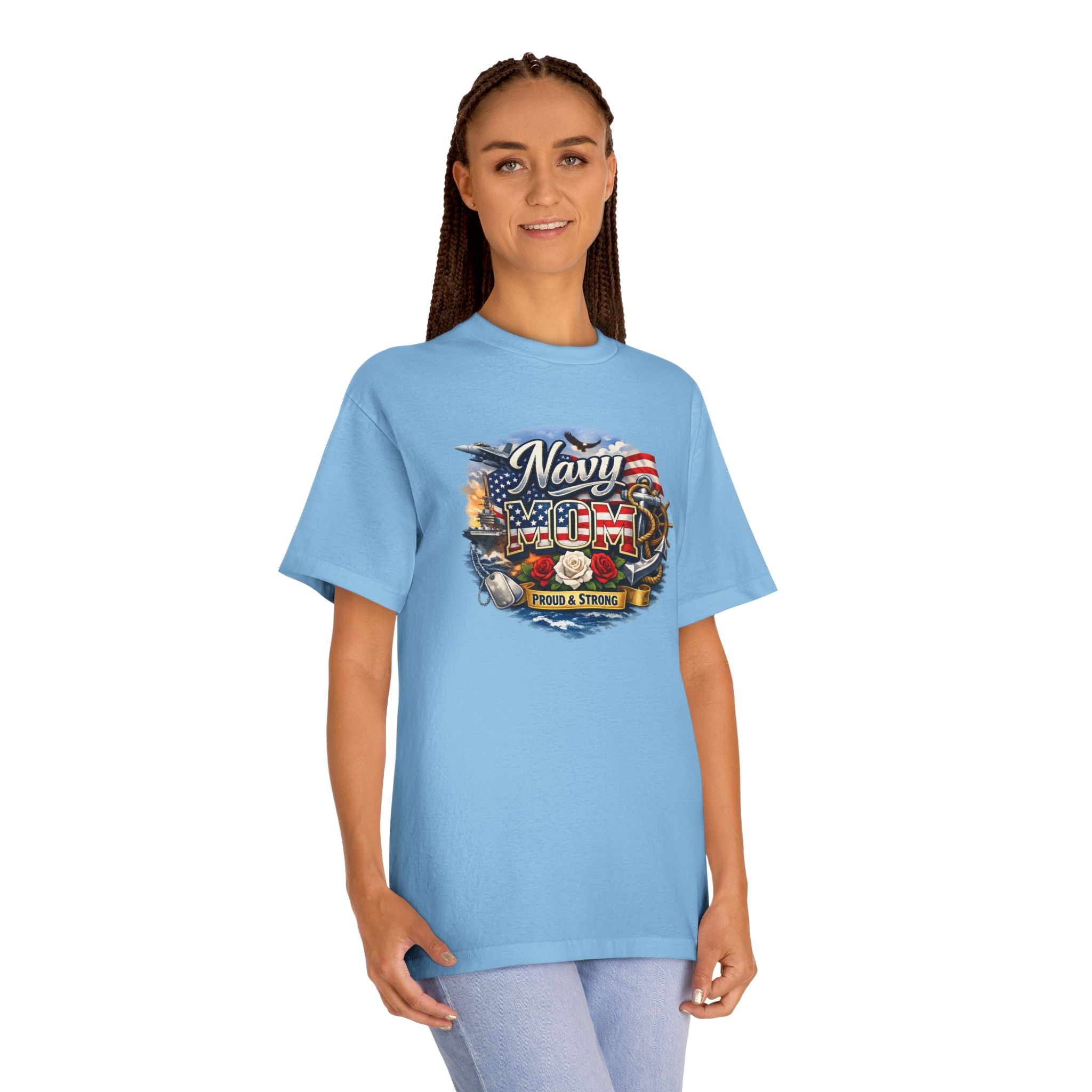 Navy Mom T‑Shirt – Proud & Strong Patriotic Military Tee