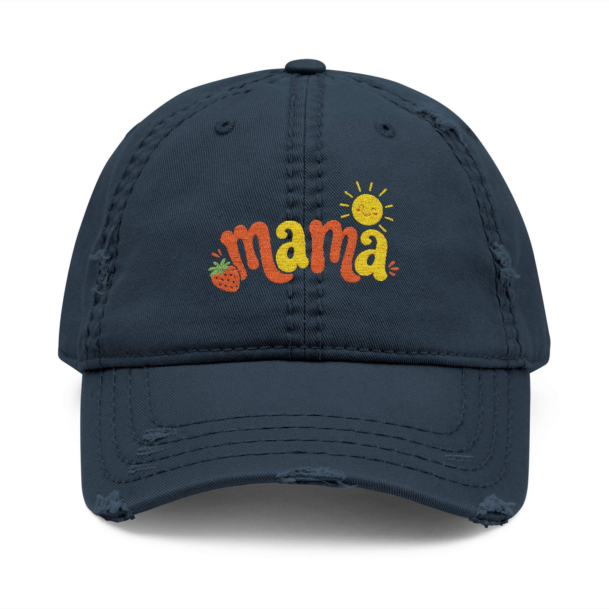 Mama Floral Embroidered Hat — Distressed Sunflower Mom Cap