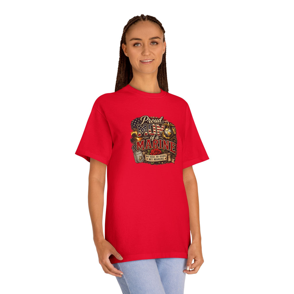 Proud mom of a Marine T-Shirt — Vintage American Flag Marines Design