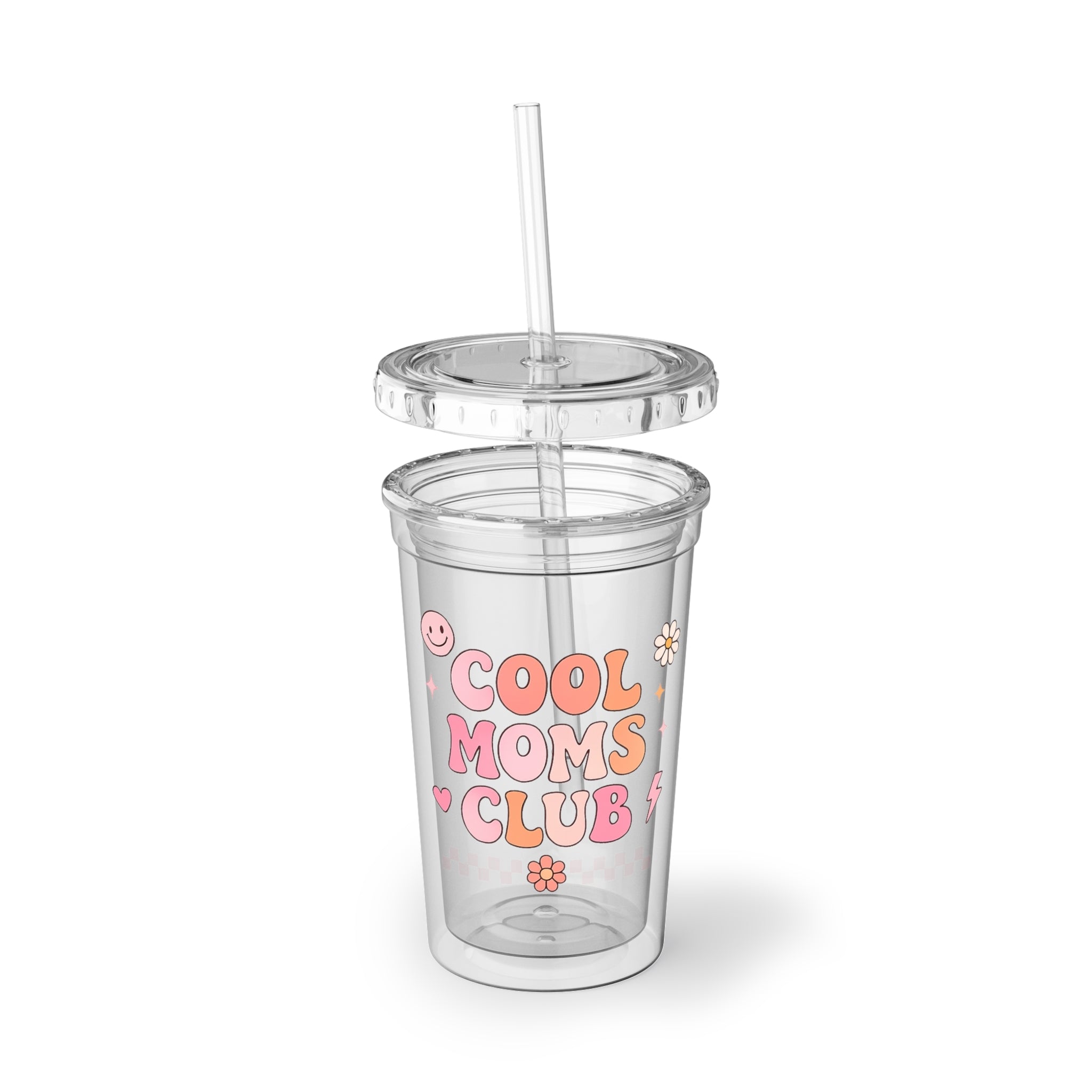 Cool Moms Club Acrylic Tumbler – Retro Floral Travel Cup