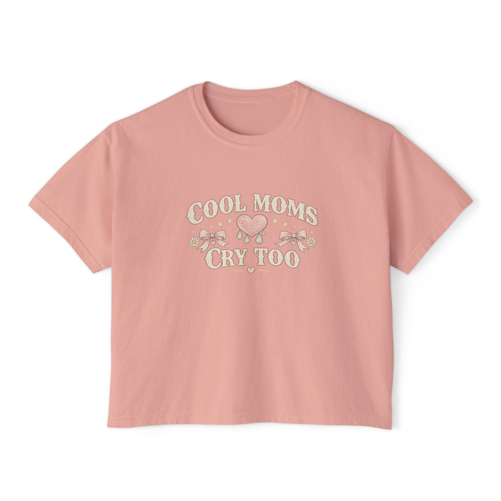 Boxy Tee — "Cool Moms Cry Too" Retro Butterfly Graphic