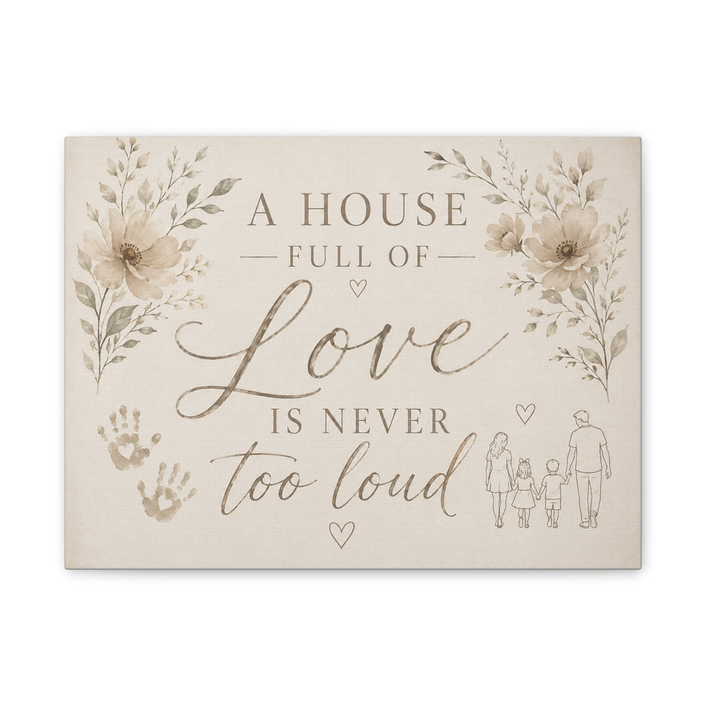 Canvas Wall Art - "A House Full of Love Is Never Too Loud" Family Quote