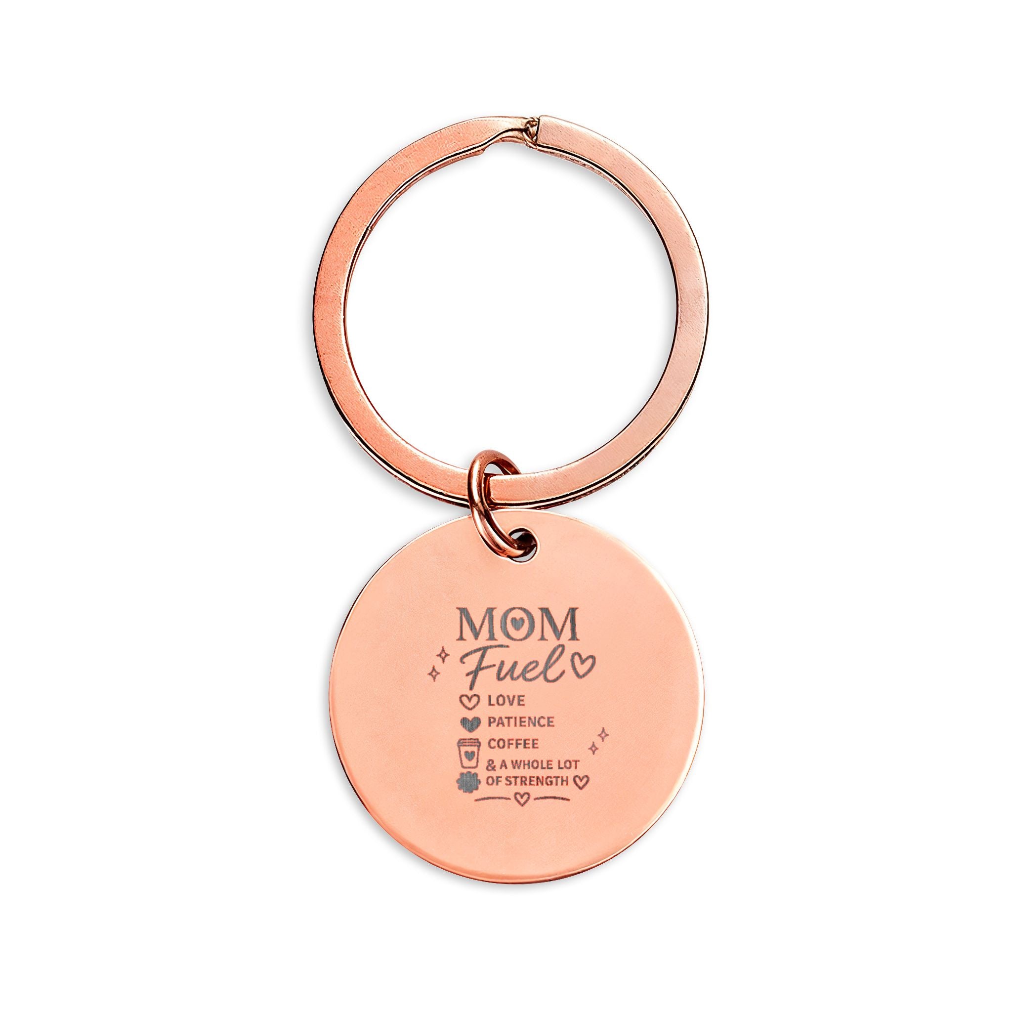 Engraved Round Stainless Steel Keychain — Custom 'Mom' Sentiment Gift