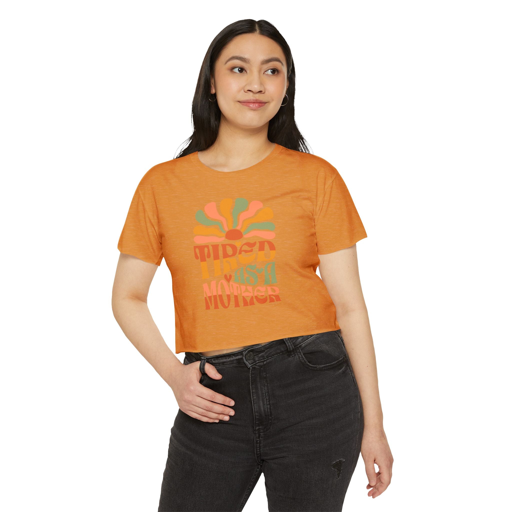 Crop Top, Tired as a Mother Tee, Comfy Festival Shirt, Cute Funny Womens Top, Trendy Graphic Tee, Gift for Mom