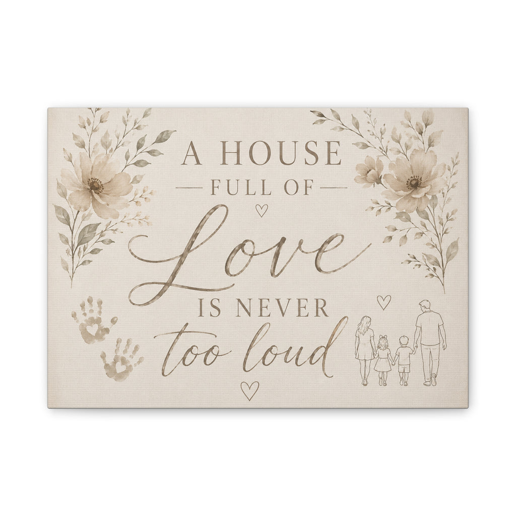 Canvas Wall Art - "A House Full of Love Is Never Too Loud" Family Quote