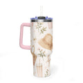 40oz Floral Sunhat Vacuum Tumbler – Insulated Travel Cup with Straw