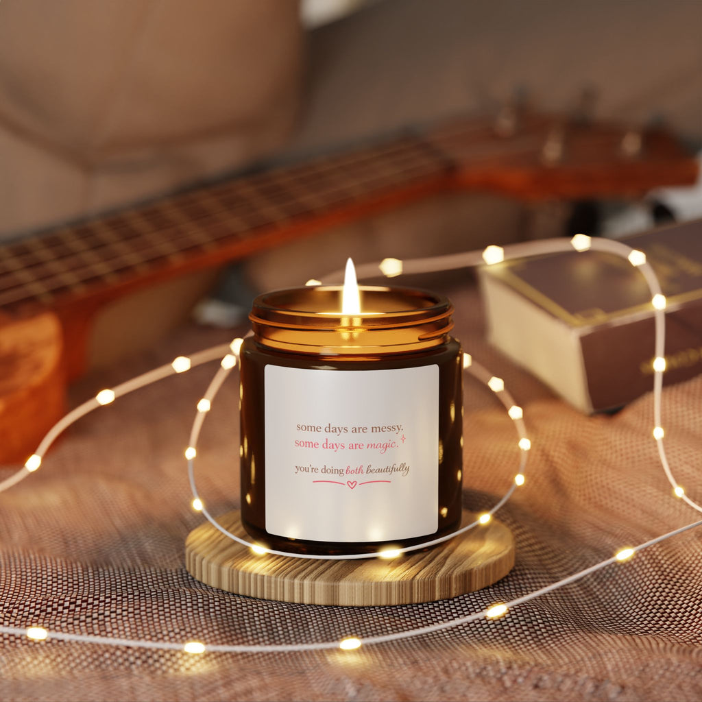 motivational Candle — Amber Jar with 'Some Days Are Messy' Inspirational Label