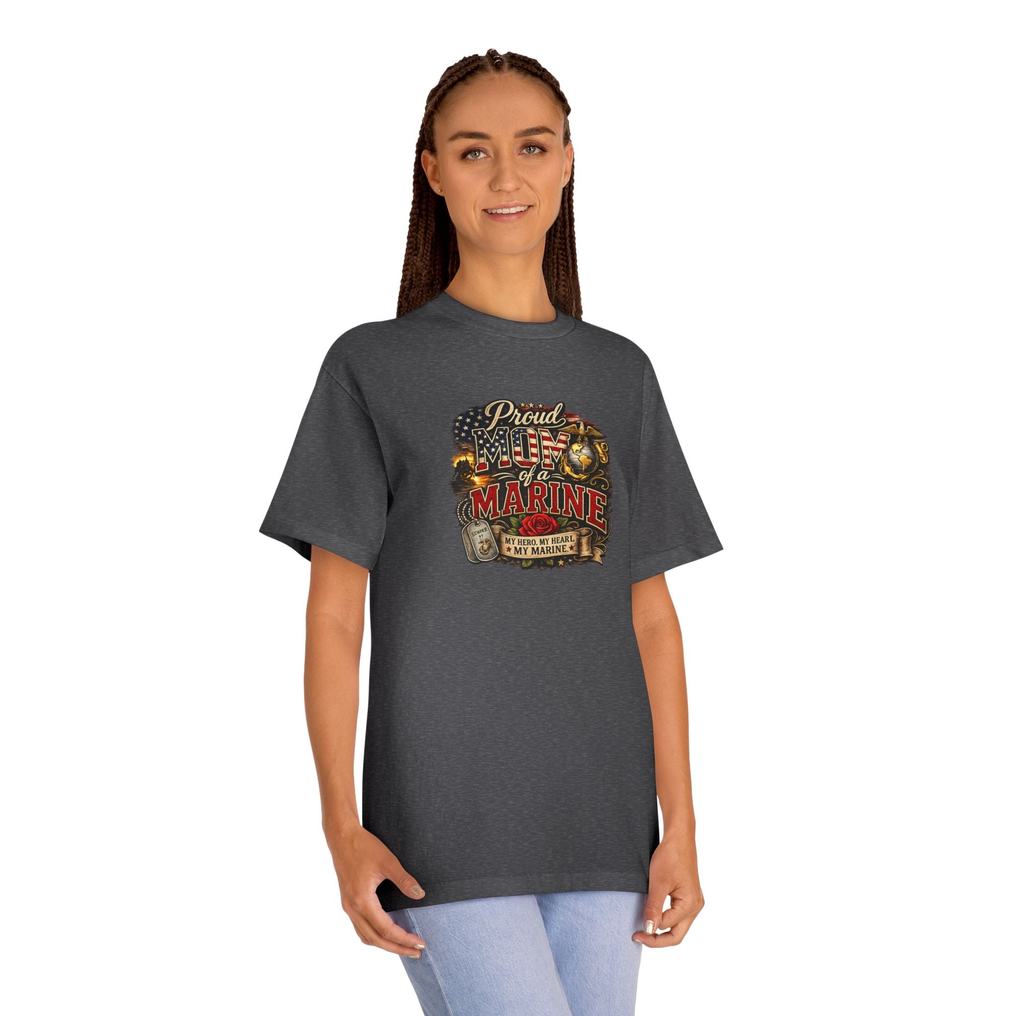 Proud mom of a Marine T-Shirt — Vintage American Flag Marines Design