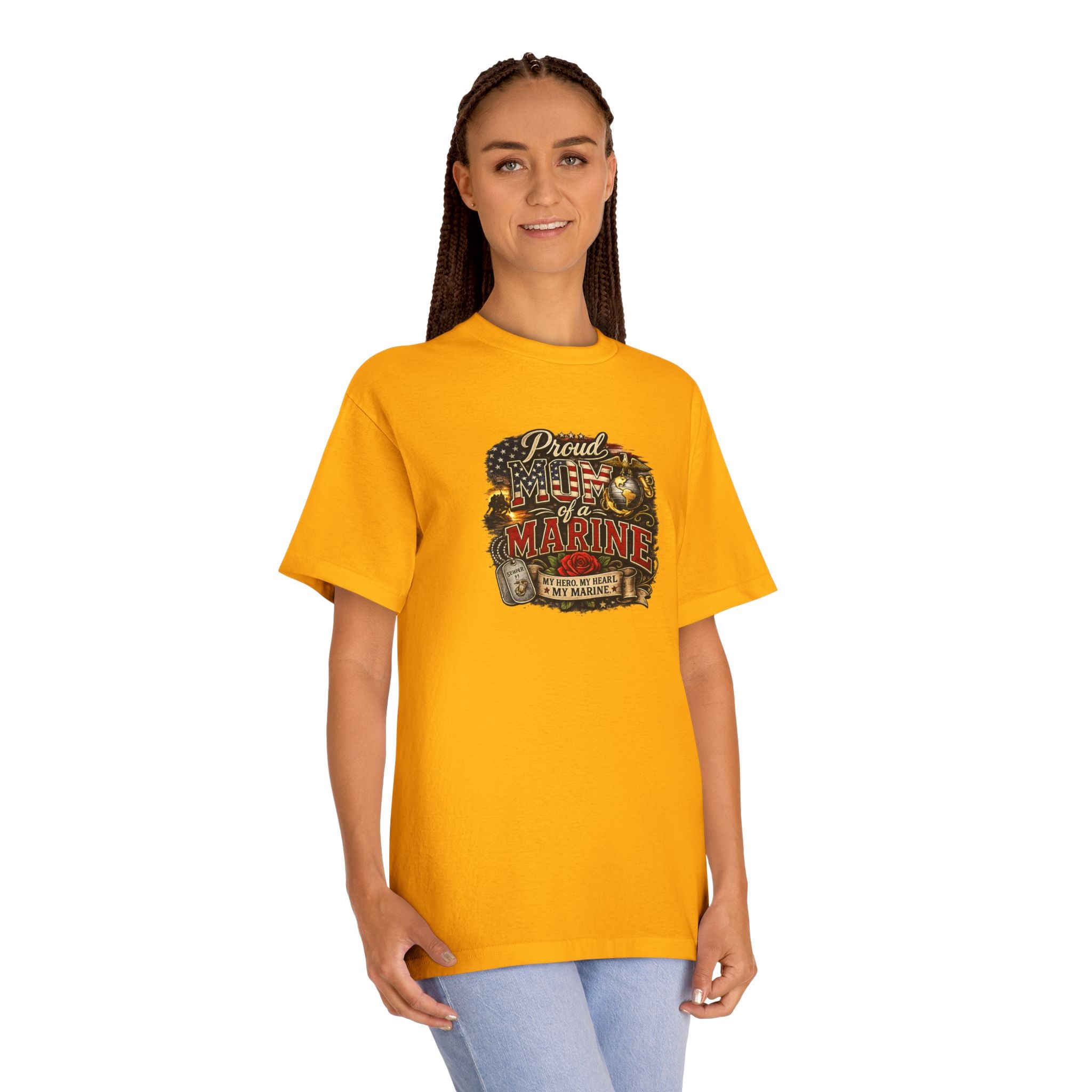 Proud mom of a Marine T-Shirt — Vintage American Flag Marines Design
