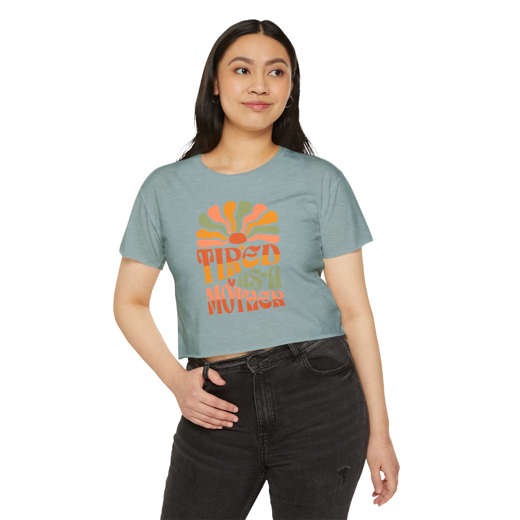 Crop Top, Tired as a Mother Tee, Comfy Festival Shirt, Cute Funny Womens Top, Trendy Graphic Tee, Gift for Mom