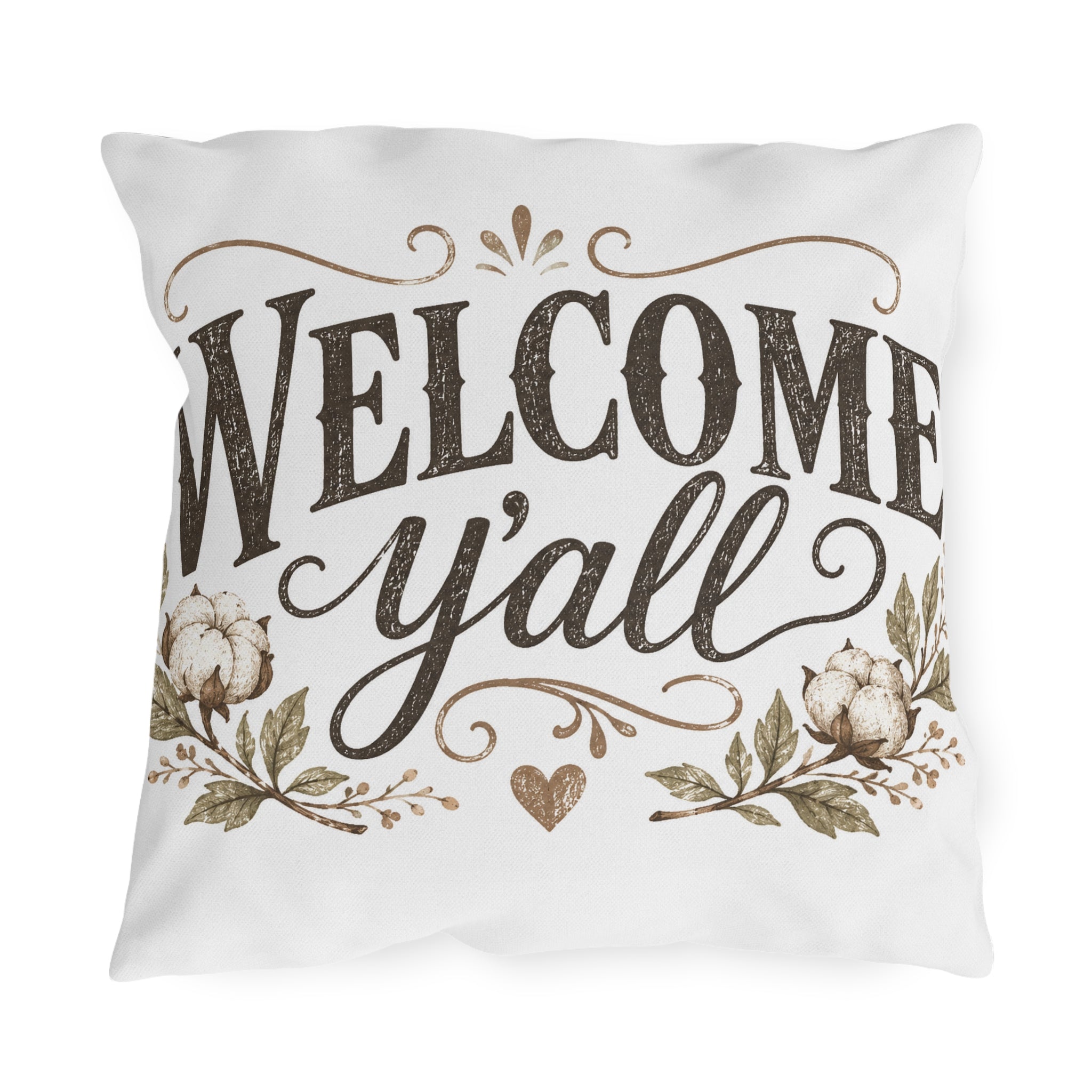 Welcome Y'all Outdoor Pillow – Rustic Farmhouse Porch Accent