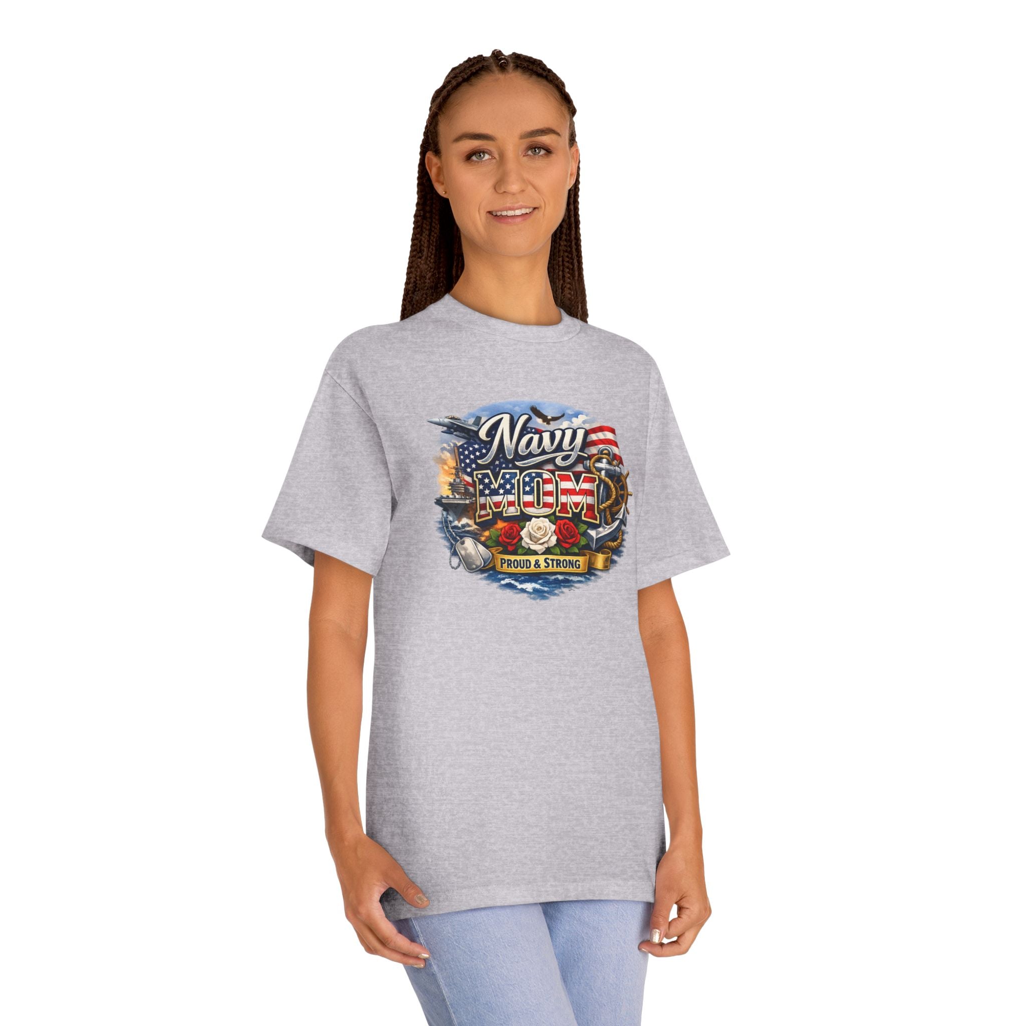 Navy Mom T‑Shirt – Proud & Strong Patriotic Military Tee