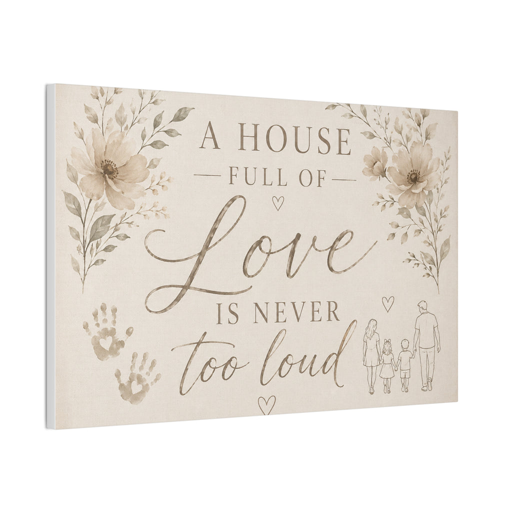 Canvas Wall Art - "A House Full of Love Is Never Too Loud" Family Quote