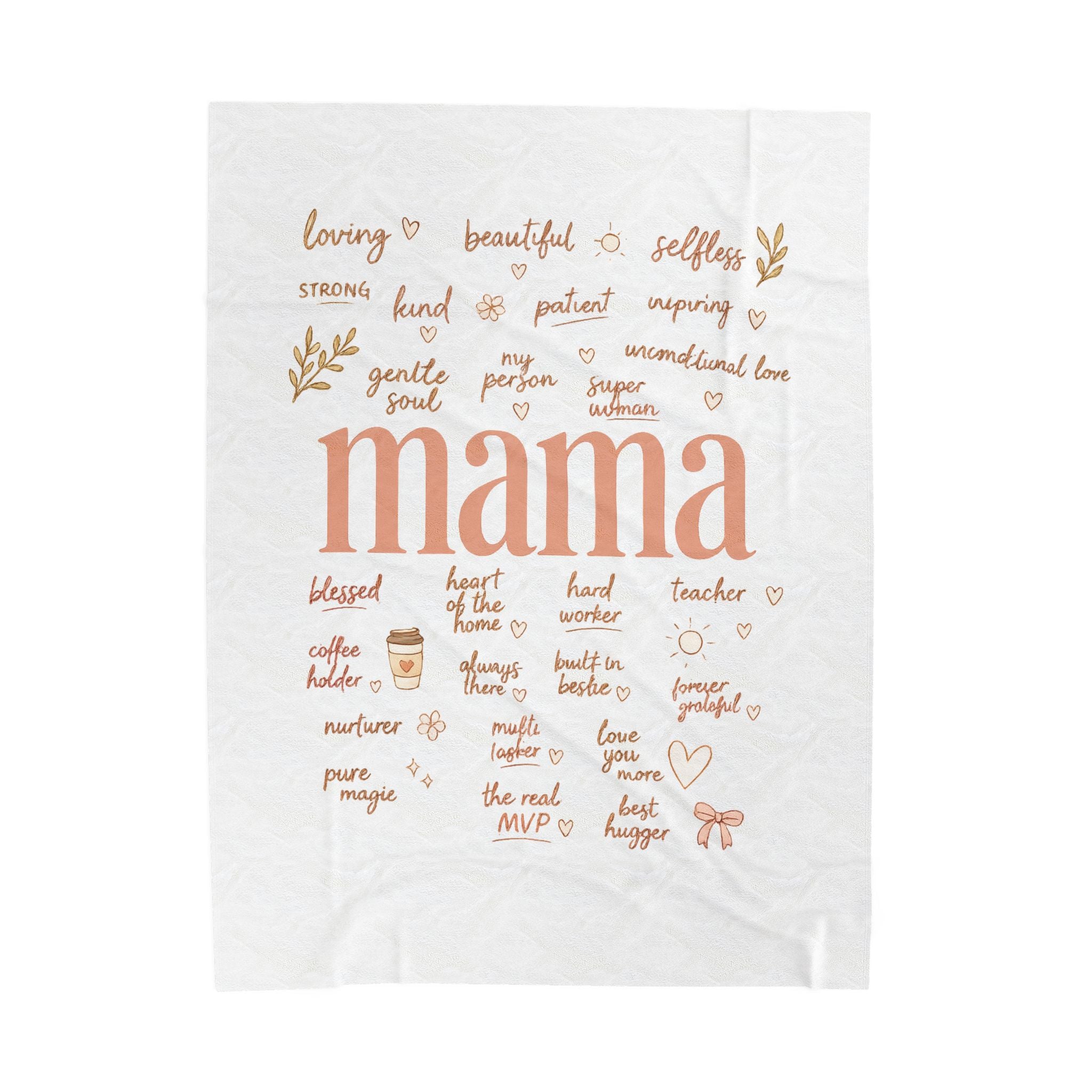 Mama Word Art Velveteen Plush Blanket — Soft Mother’s Day Throw with Loving Words