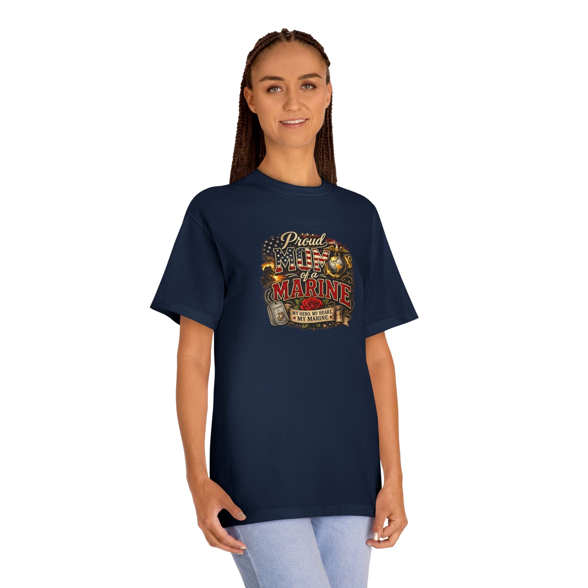 Proud mom of a Marine T-Shirt — Vintage American Flag Marines Design