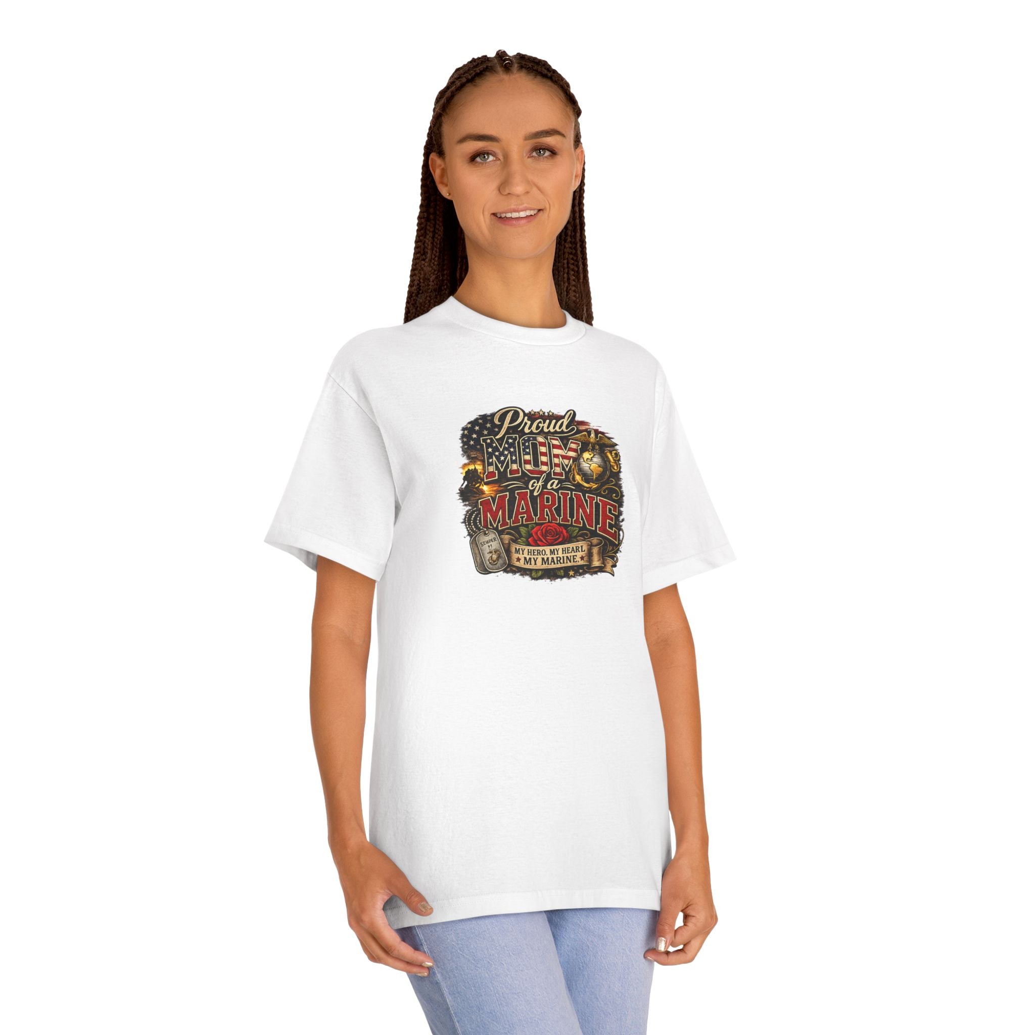 Proud mom of a Marine T-Shirt — Vintage American Flag Marines Design