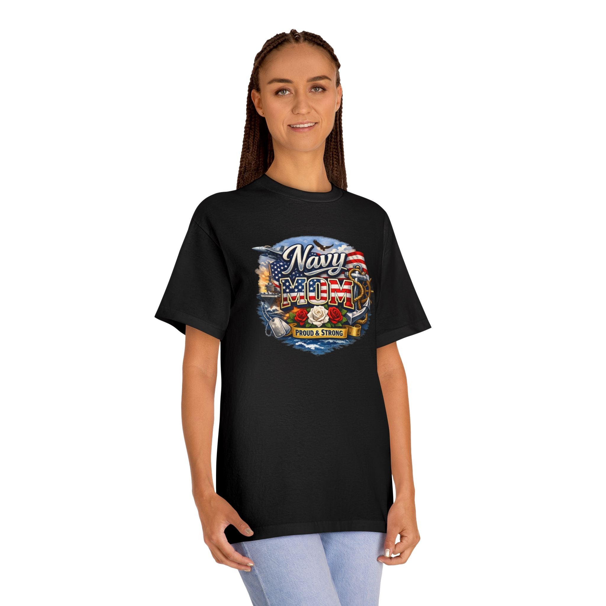 Navy Mom T‑Shirt – Proud & Strong Patriotic Military Tee