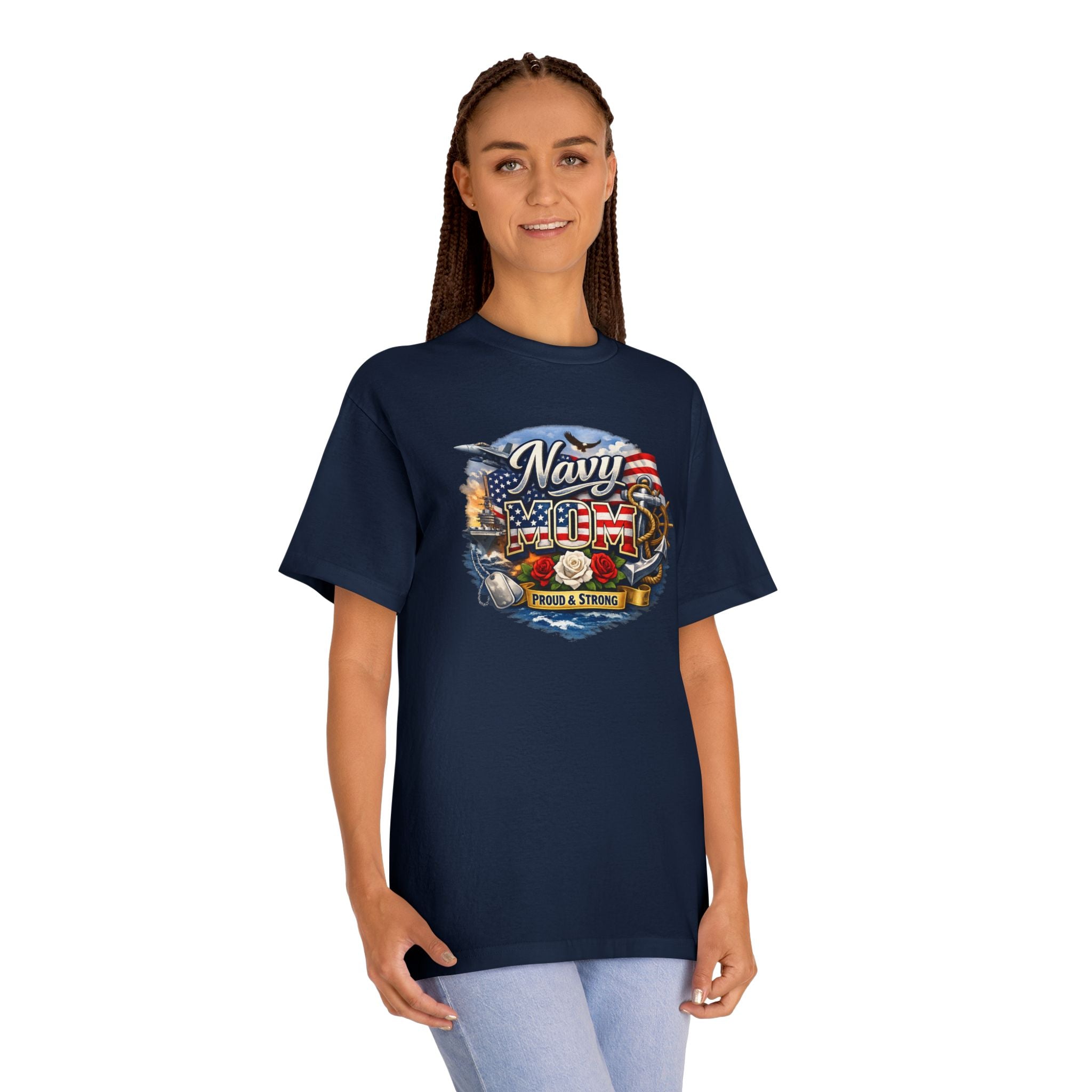 Navy Mom T‑Shirt – Proud & Strong Patriotic Military Tee