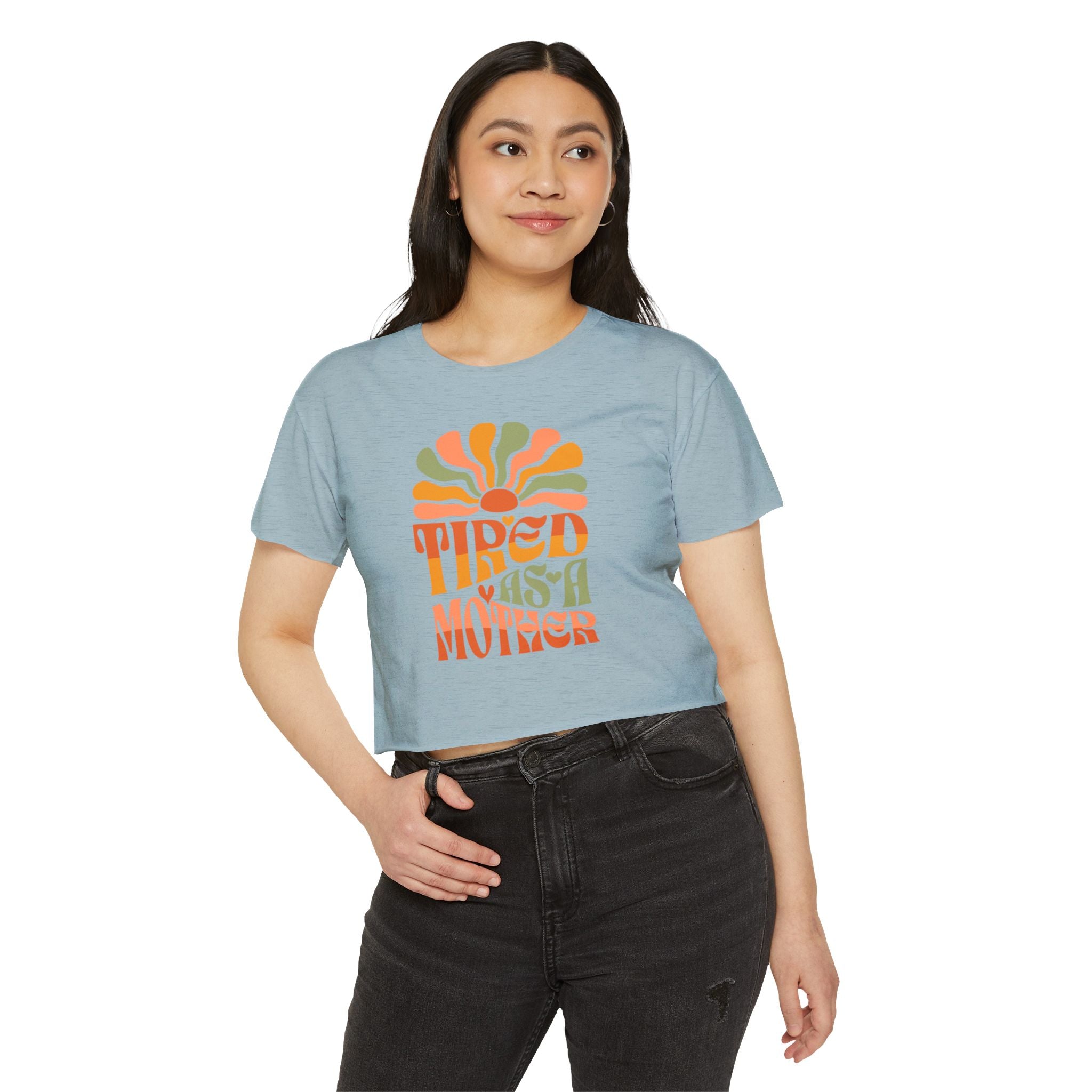 Crop Top, Tired as a Mother Tee, Comfy Festival Shirt, Cute Funny Womens Top, Trendy Graphic Tee, Gift for Mom