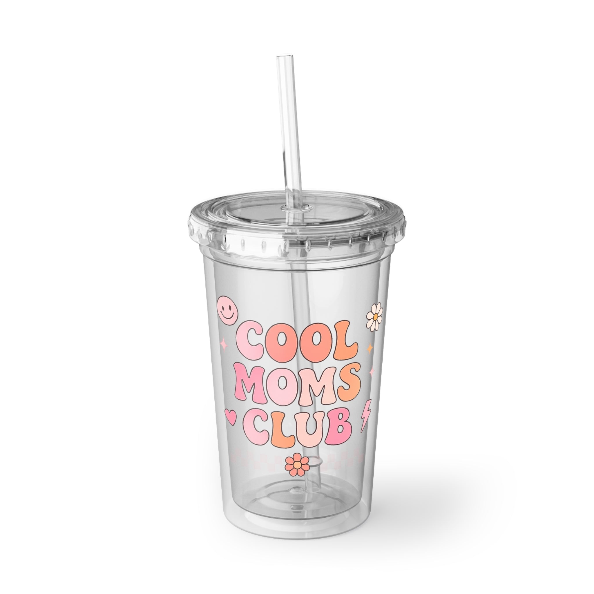 Cool Moms Club Acrylic Tumbler – Retro Floral Travel Cup