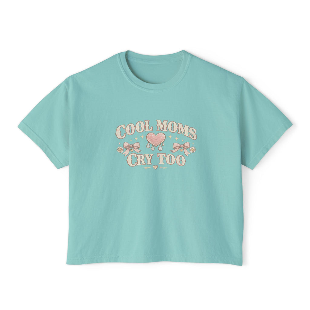 Boxy Tee — "Cool Moms Cry Too" Retro Butterfly Graphic