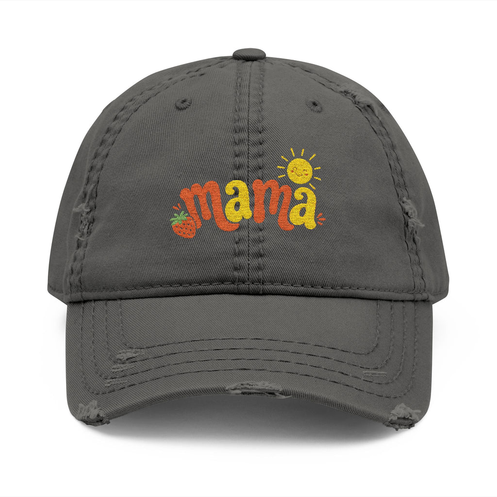 Mama Floral Embroidered Hat — Distressed Sunflower Mom Cap