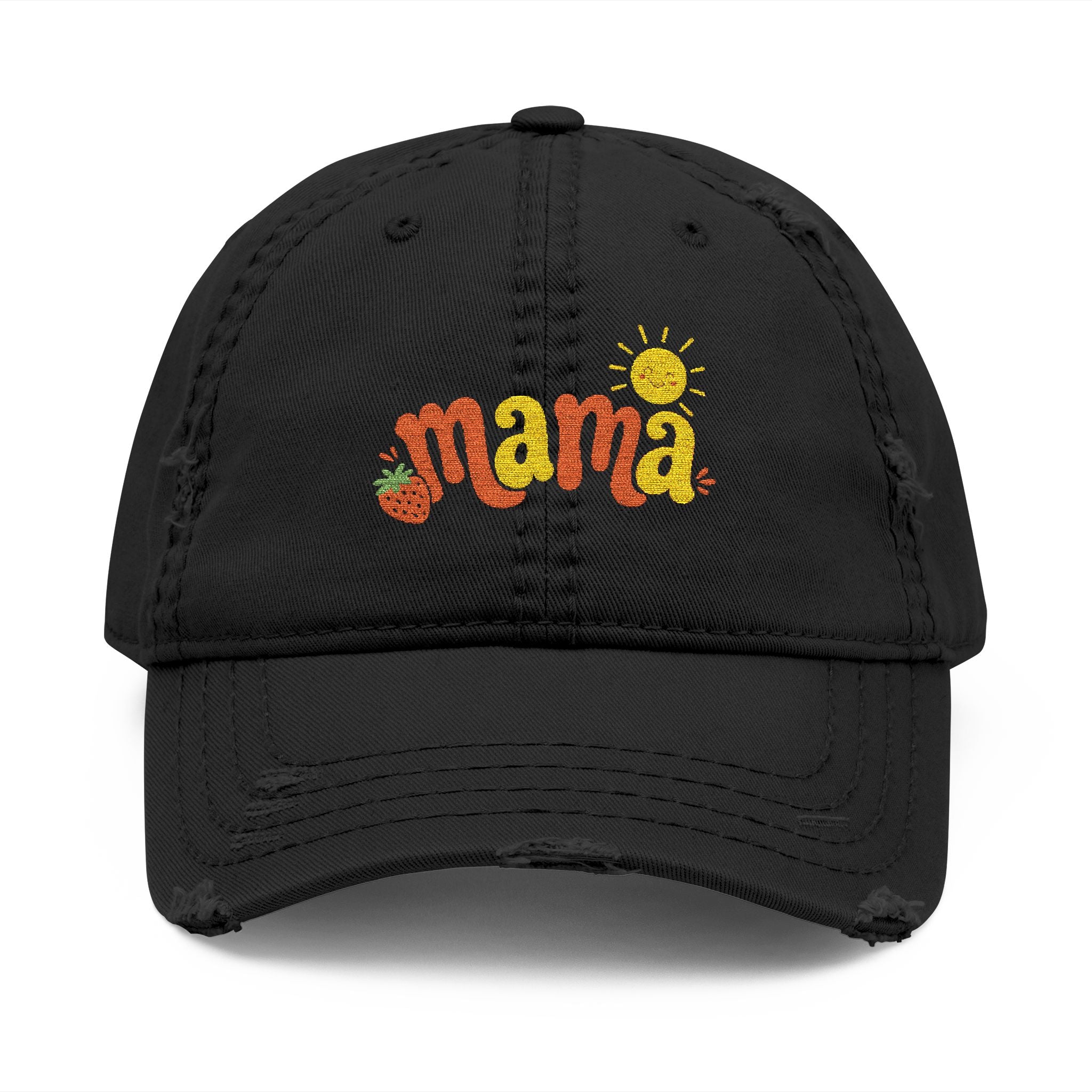 Mama Floral Embroidered Hat — Distressed Sunflower Mom Cap