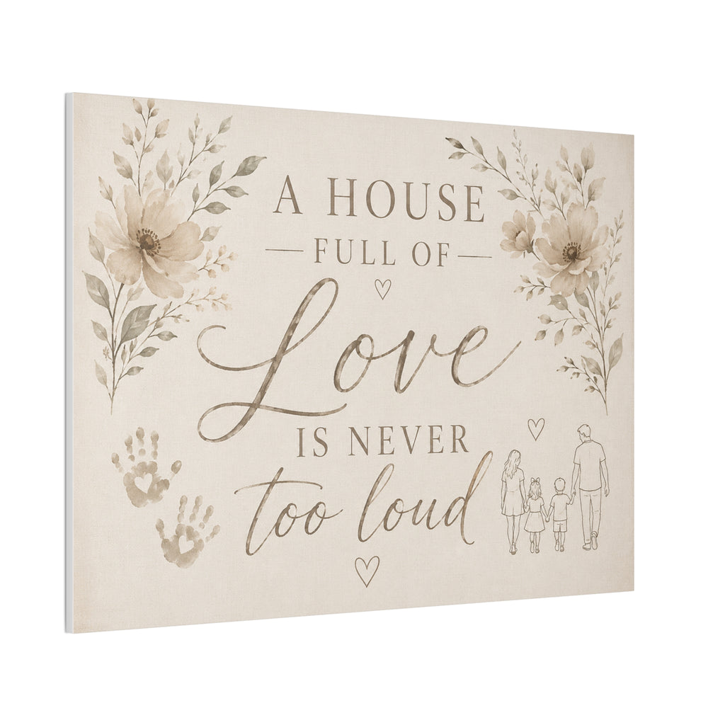 Canvas Wall Art - "A House Full of Love Is Never Too Loud" Family Quote