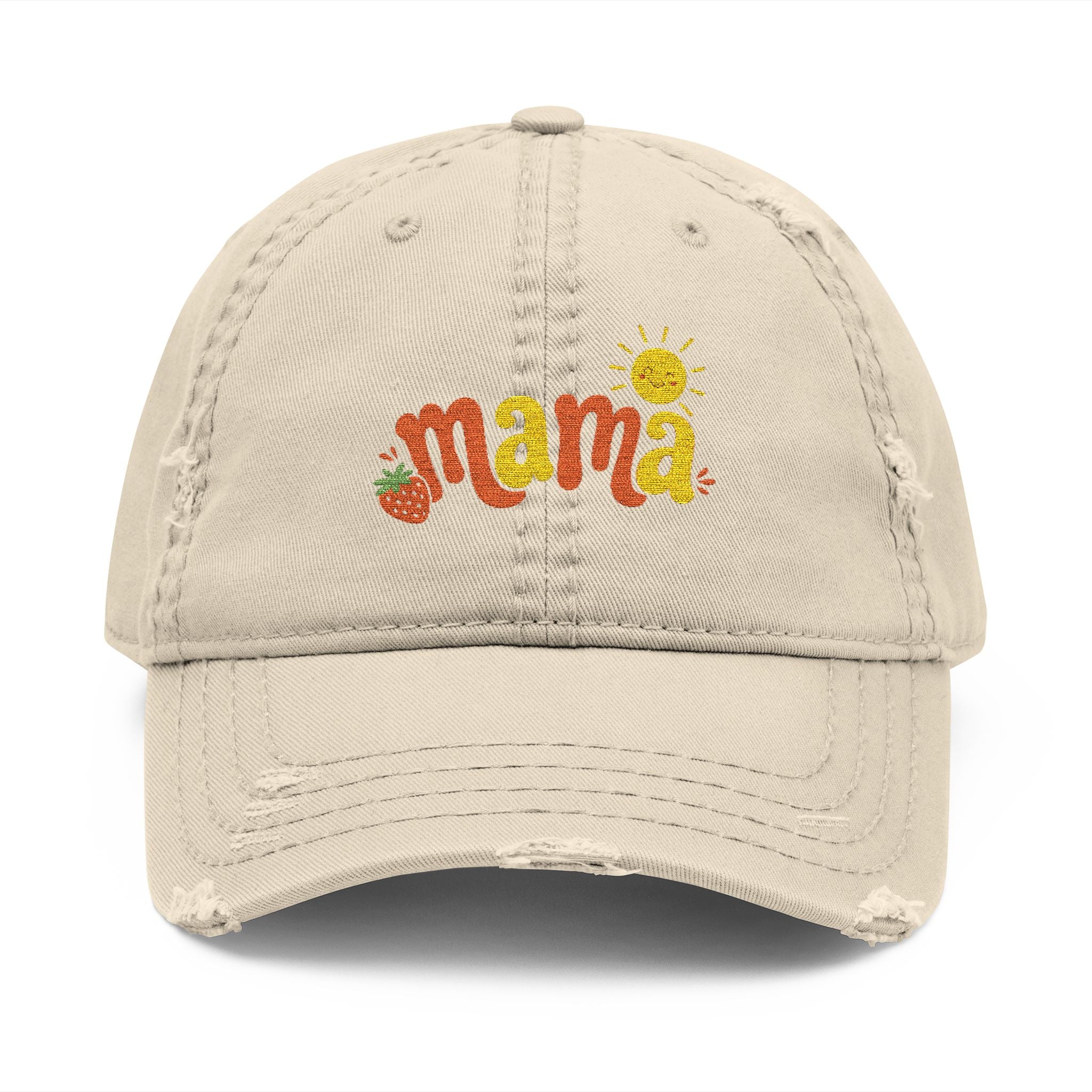 Mama Floral Embroidered Hat — Distressed Sunflower Mom Cap