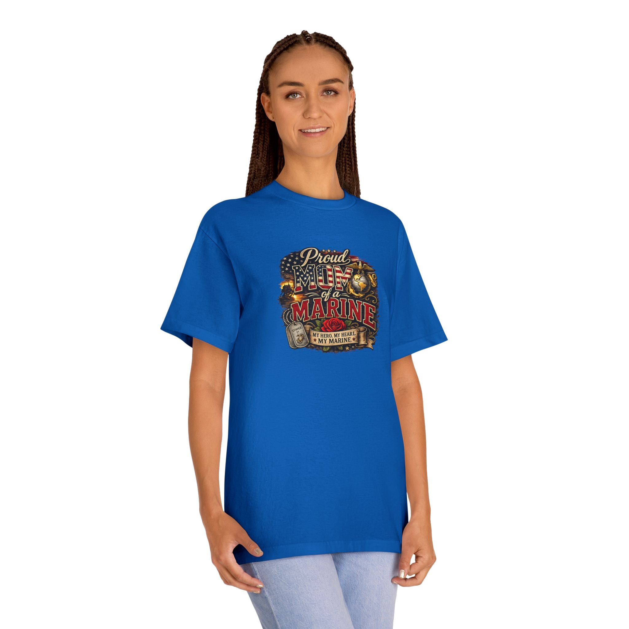 Proud mom of a Marine T-Shirt — Vintage American Flag Marines Design