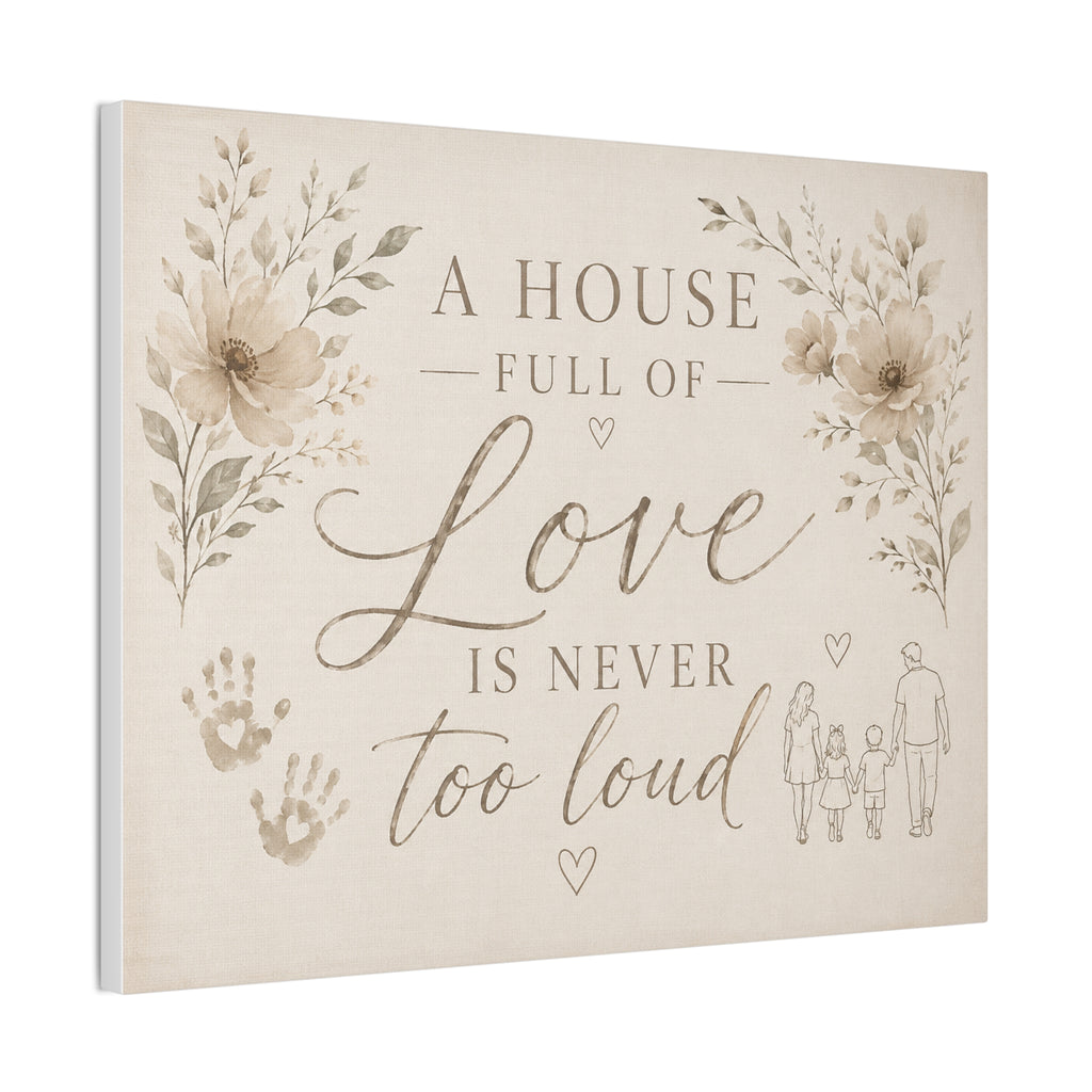 Canvas Wall Art - "A House Full of Love Is Never Too Loud" Family Quote