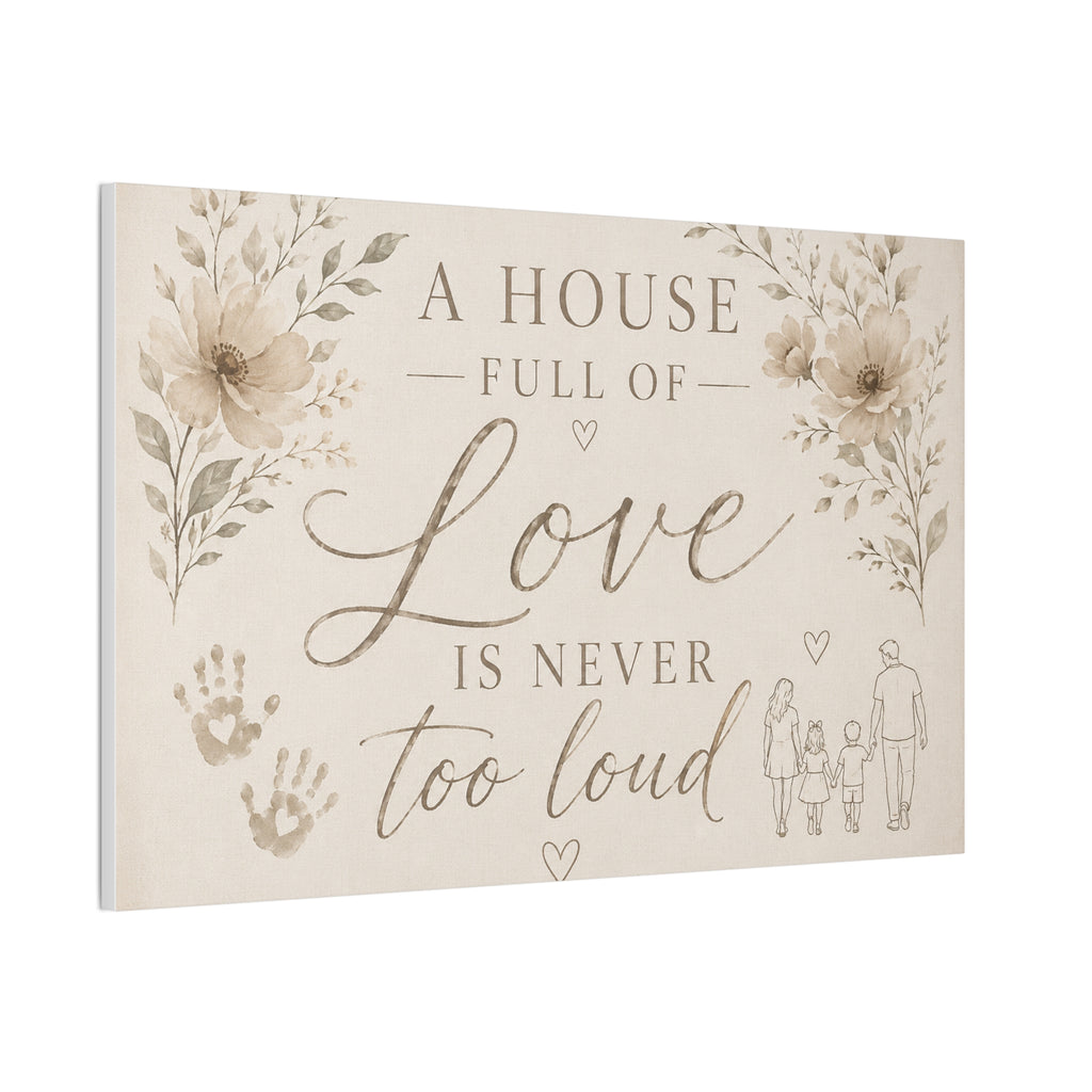 Canvas Wall Art - "A House Full of Love Is Never Too Loud" Family Quote