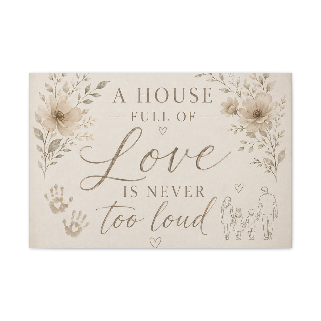 Canvas Wall Art - "A House Full of Love Is Never Too Loud" Family Quote