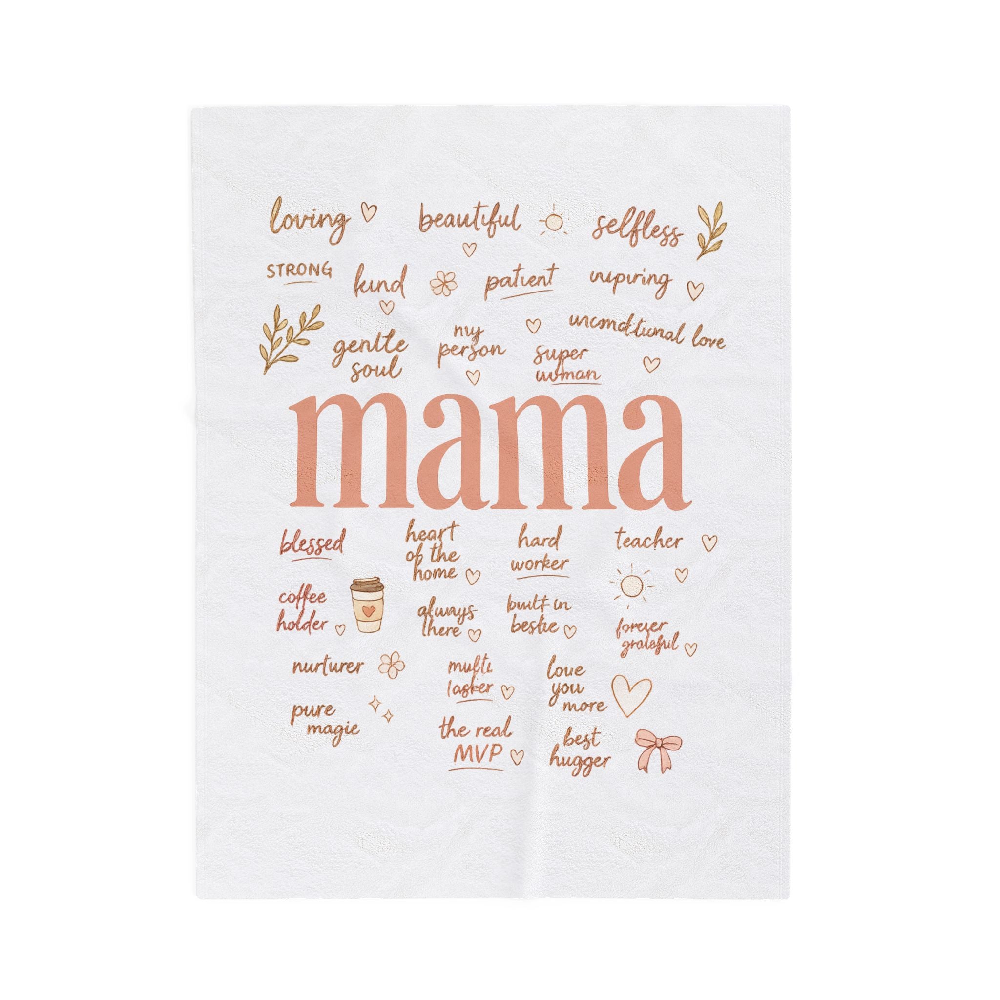 Mama Word Art Velveteen Plush Blanket — Soft Mother’s Day Throw with Loving Words