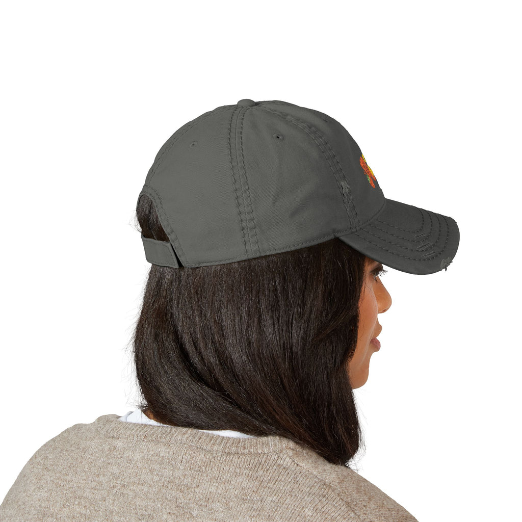 Mama Floral Embroidered Hat — Distressed Sunflower Mom Cap