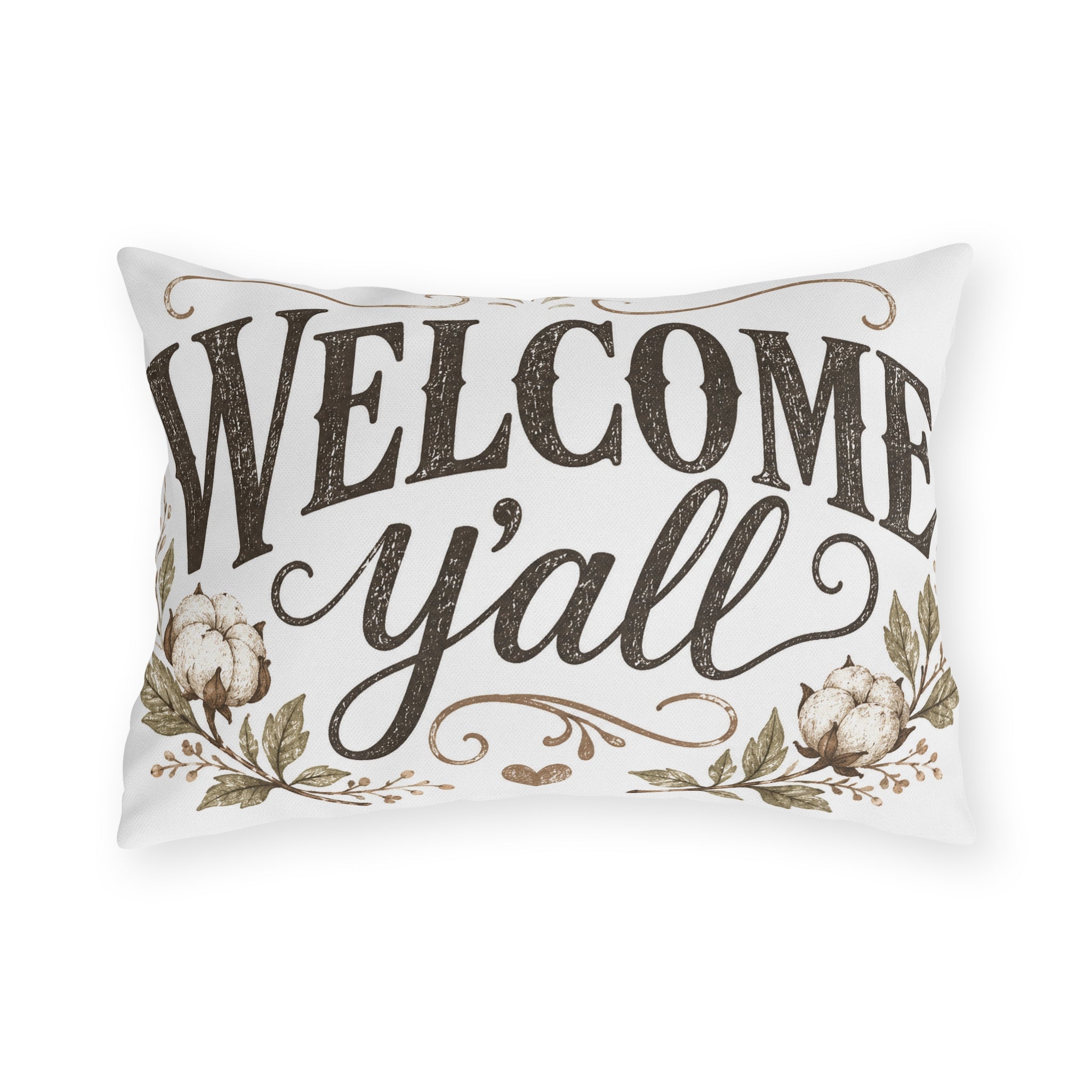 Welcome Y'all Outdoor Pillow – Rustic Farmhouse Porch Accent