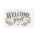 Welcome Y'all Doormat — Floral Rustic Cotton Farmhouse Entry Mat