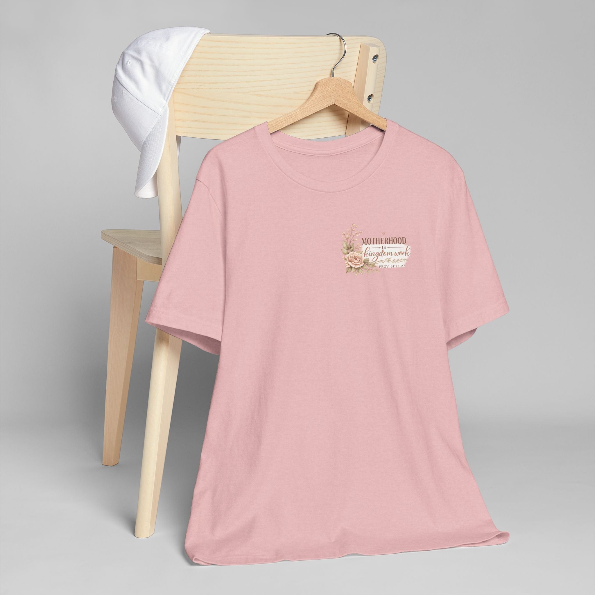Motherhood Is Kingdom Work T-Shirt — Floral Scripture Mom Tee