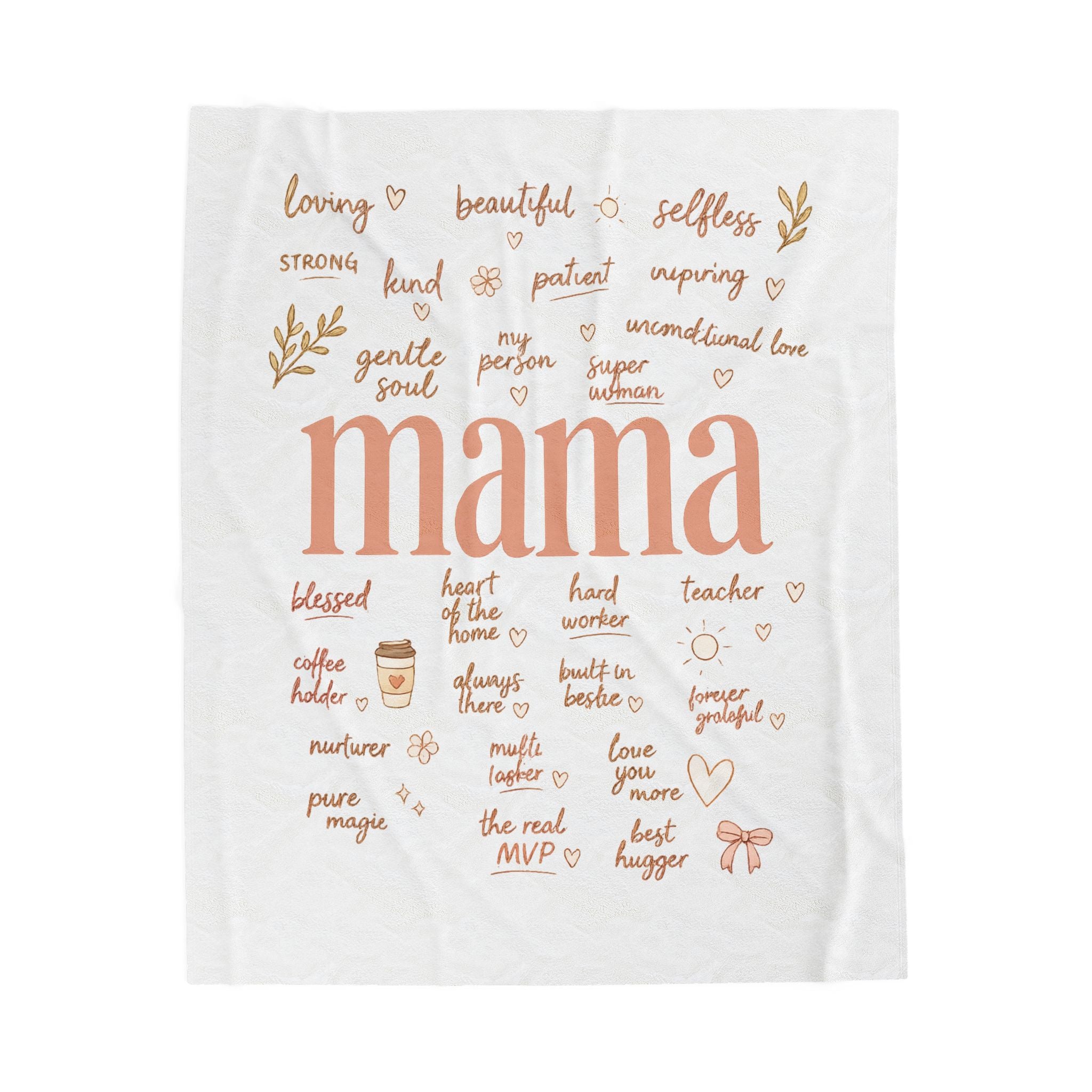 Mama Word Art Velveteen Plush Blanket — Soft Mother’s Day Throw with Loving Words