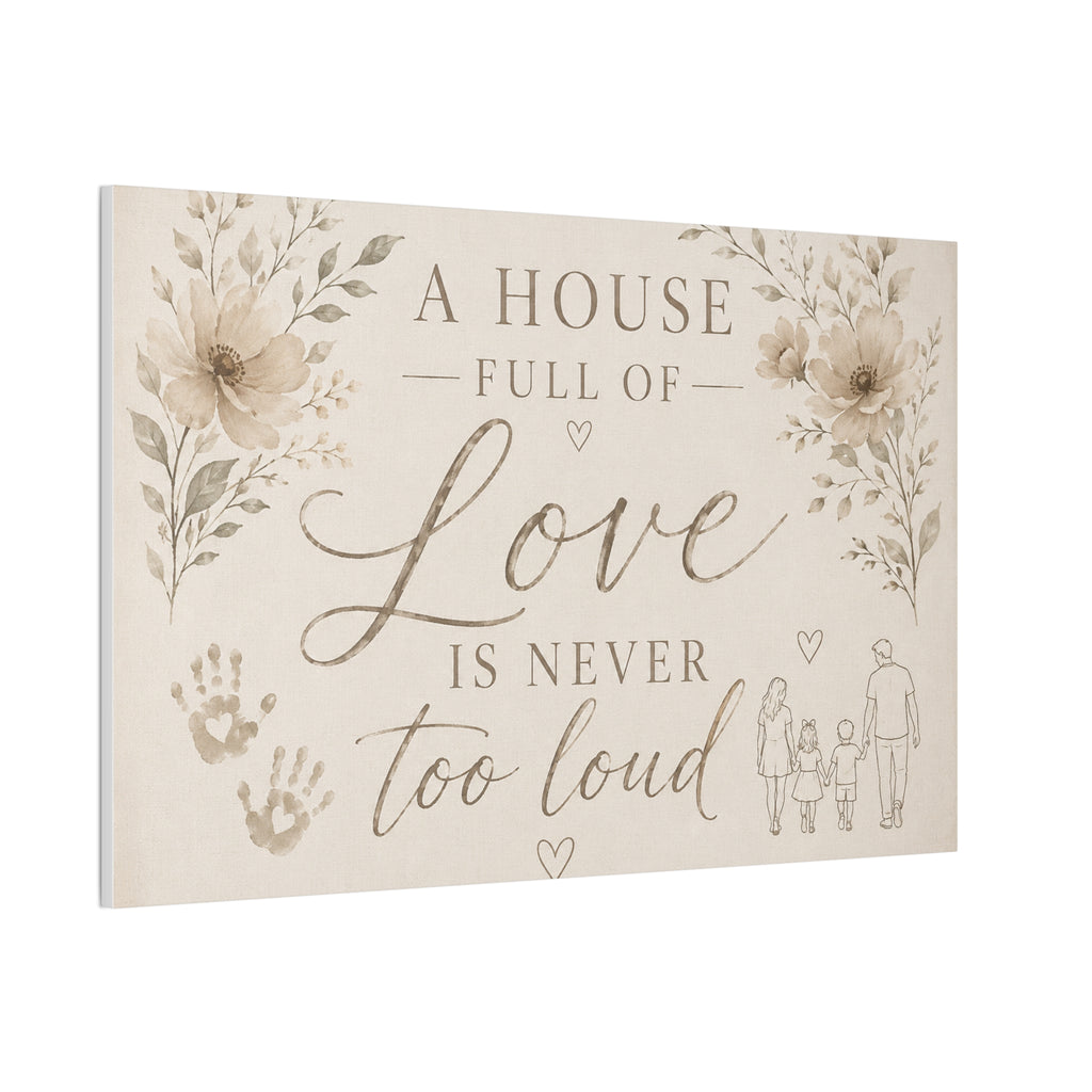 Canvas Wall Art - "A House Full of Love Is Never Too Loud" Family Quote